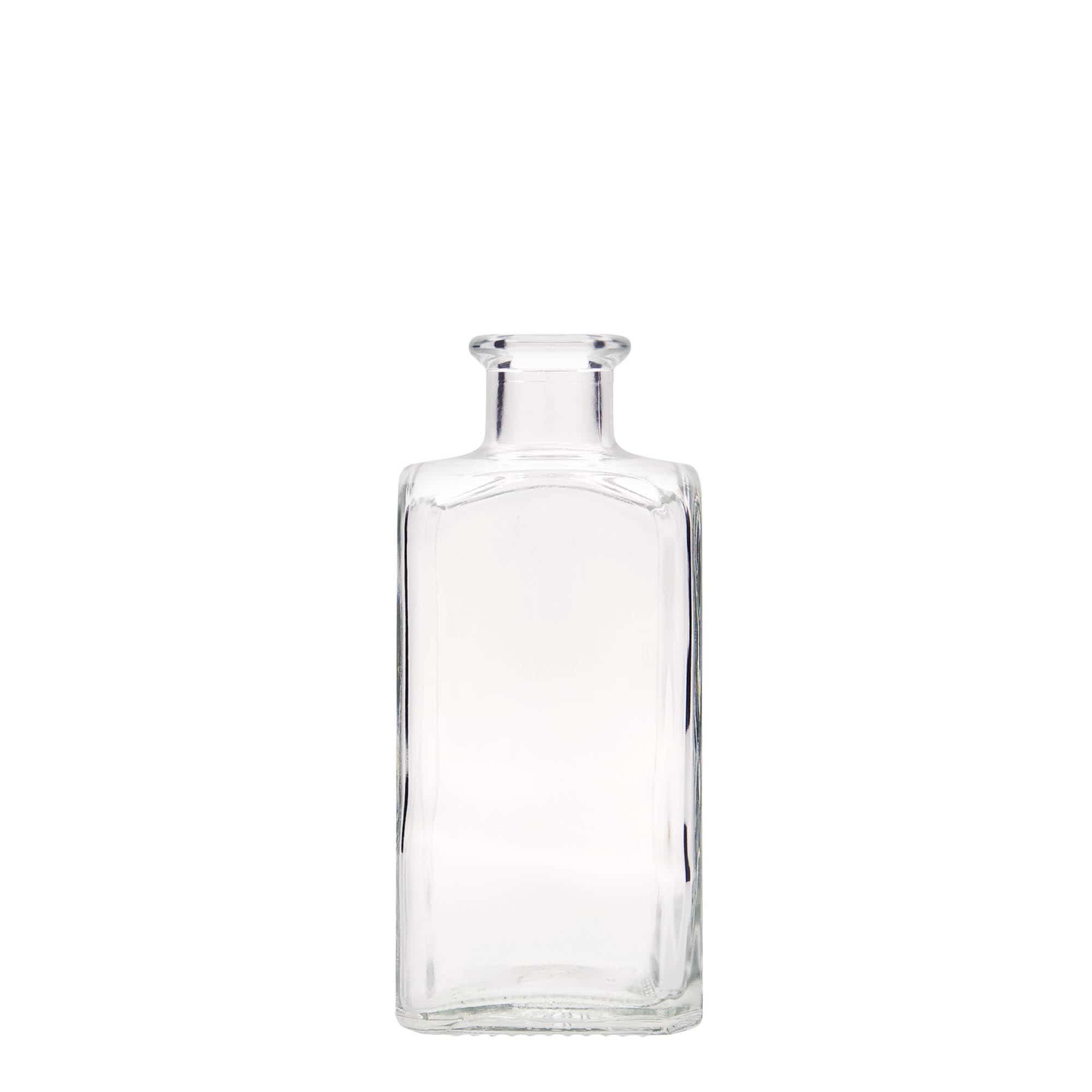 Botella de vidrio de 250 ml Apotheker Carré, cuadrada, boca: corcho