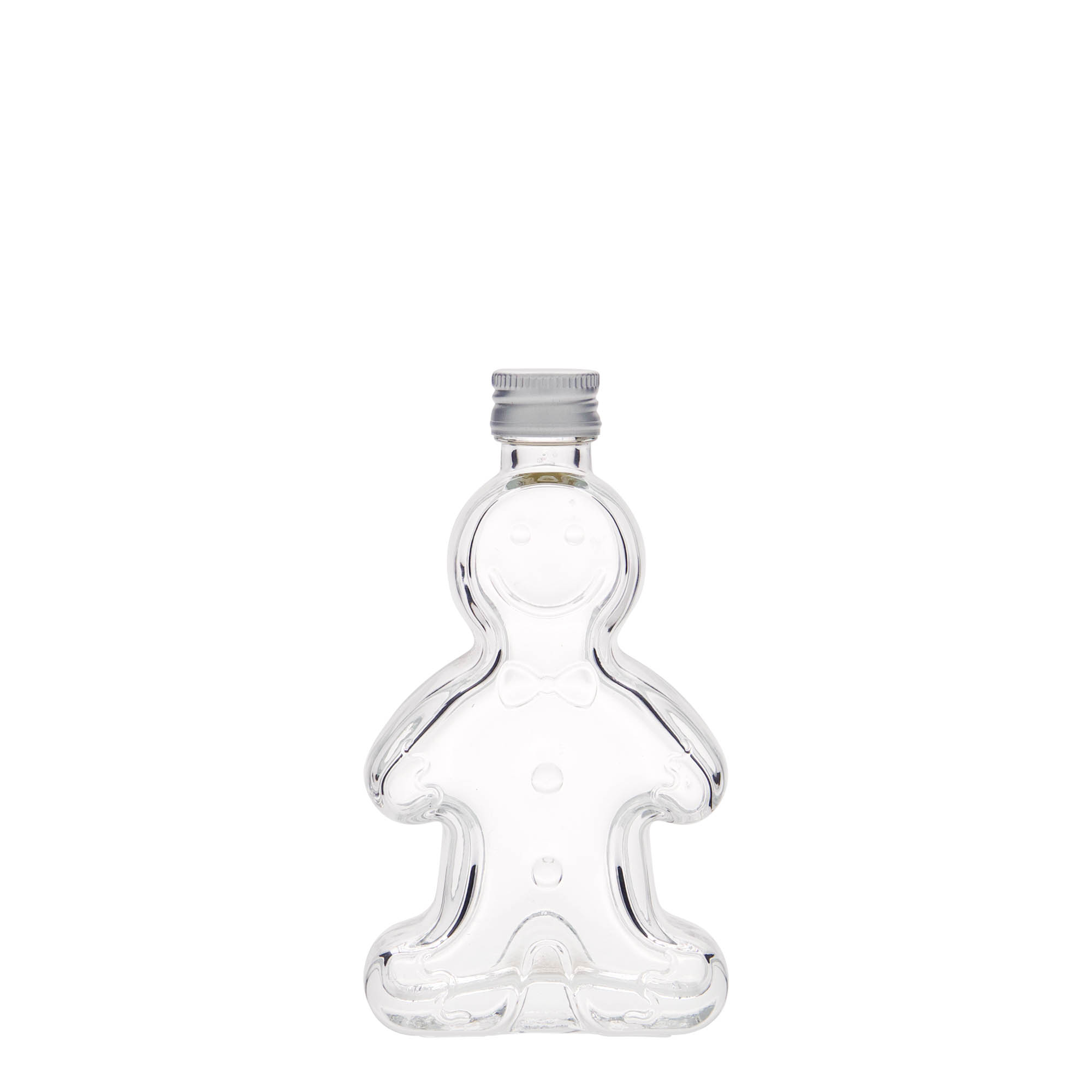 Botella de cristal de 50 ml 'Hombre de pan de jengibre', boca: PP 18 Botella de cristal de 50 ml 'Hombre de pan de jengibre', boca: PP 18