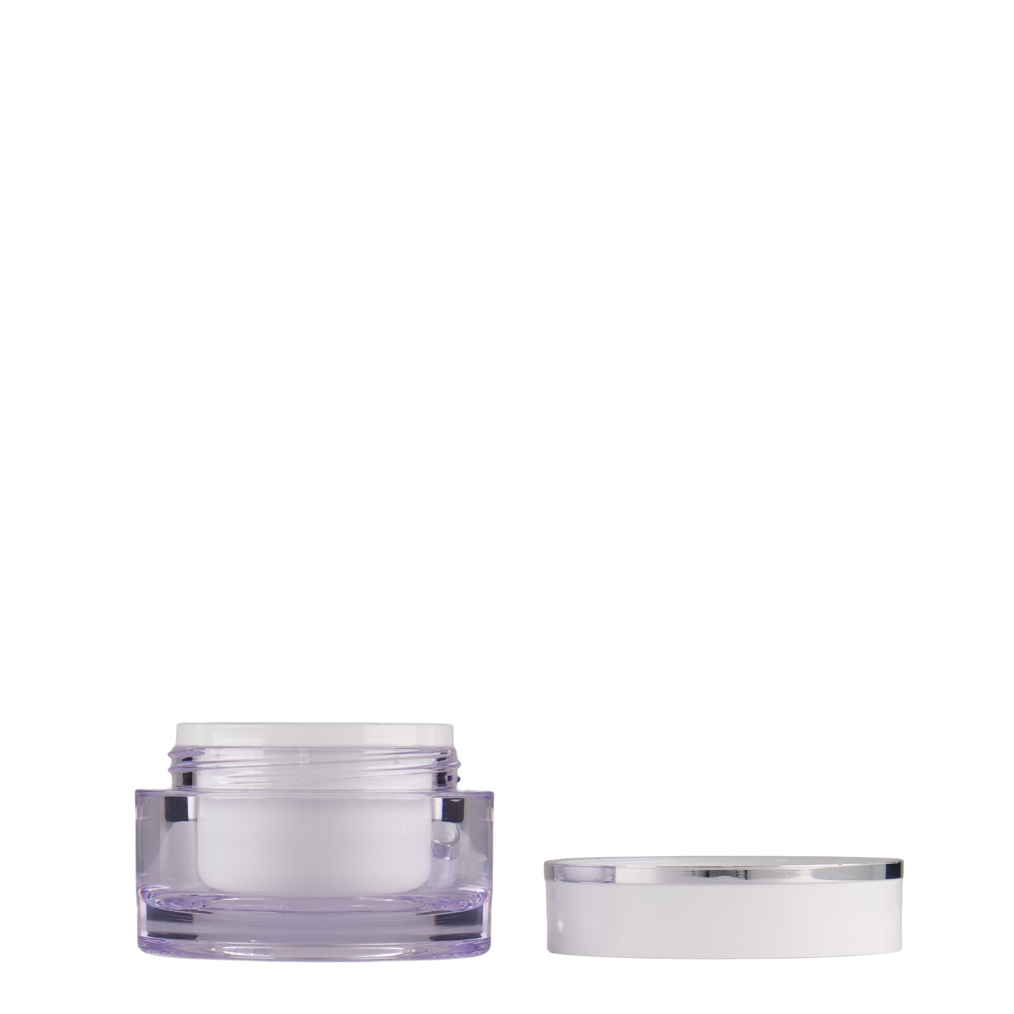 10 ml tarro, plástico SAN, blanco, boca: tapa de rosca