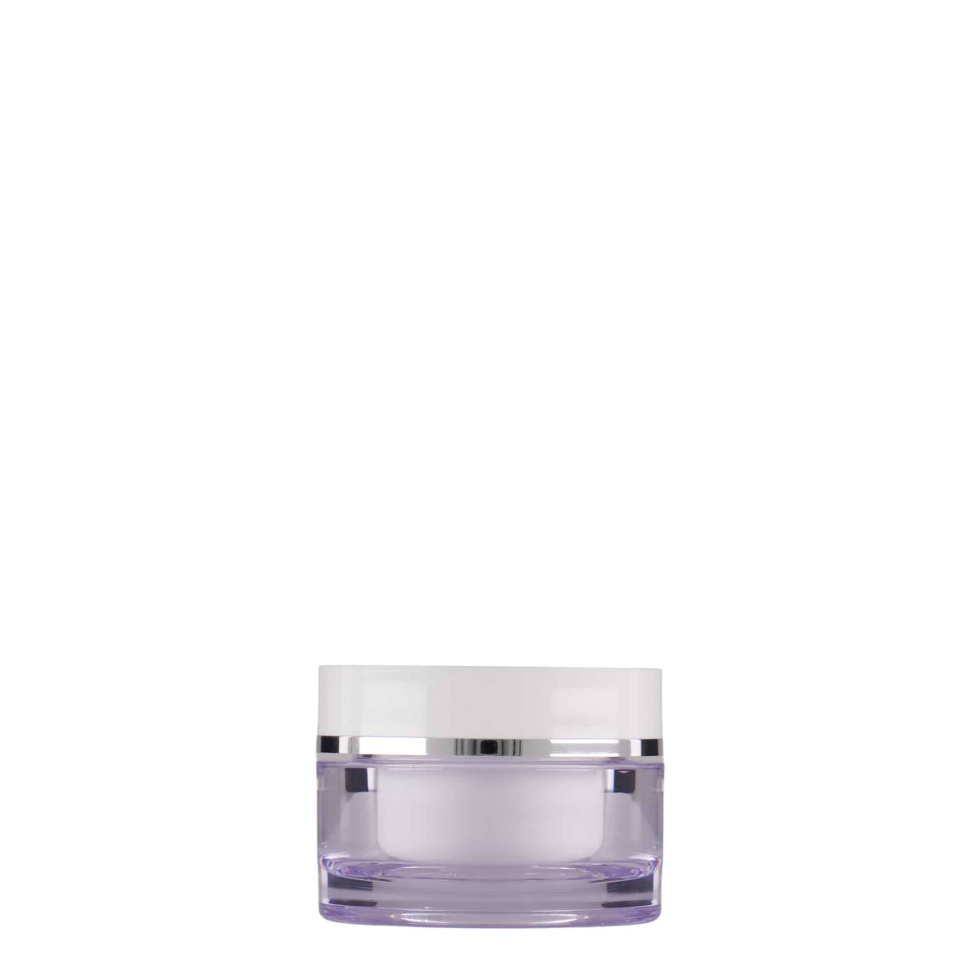 10 ml tarro, plástico SAN, blanco, boca: tapa de rosca