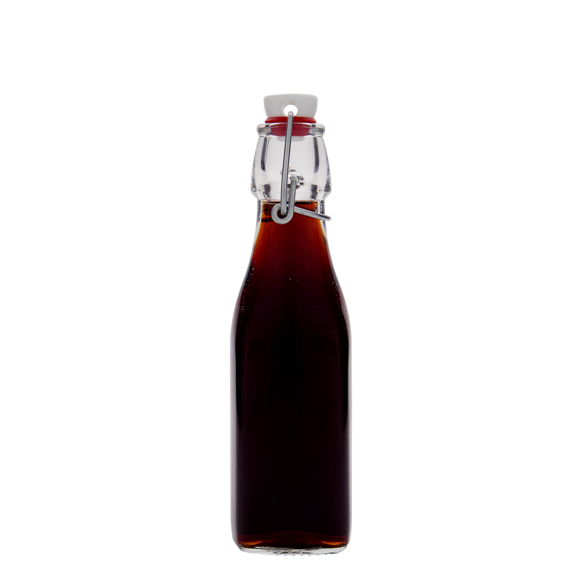 Botella de vidrio de 250 ml 'Swing', cuadrada, boca: cierre de palanca Botella de vidrio de 250 ml 'Swing', cuadrada, boca: cierre de palanca