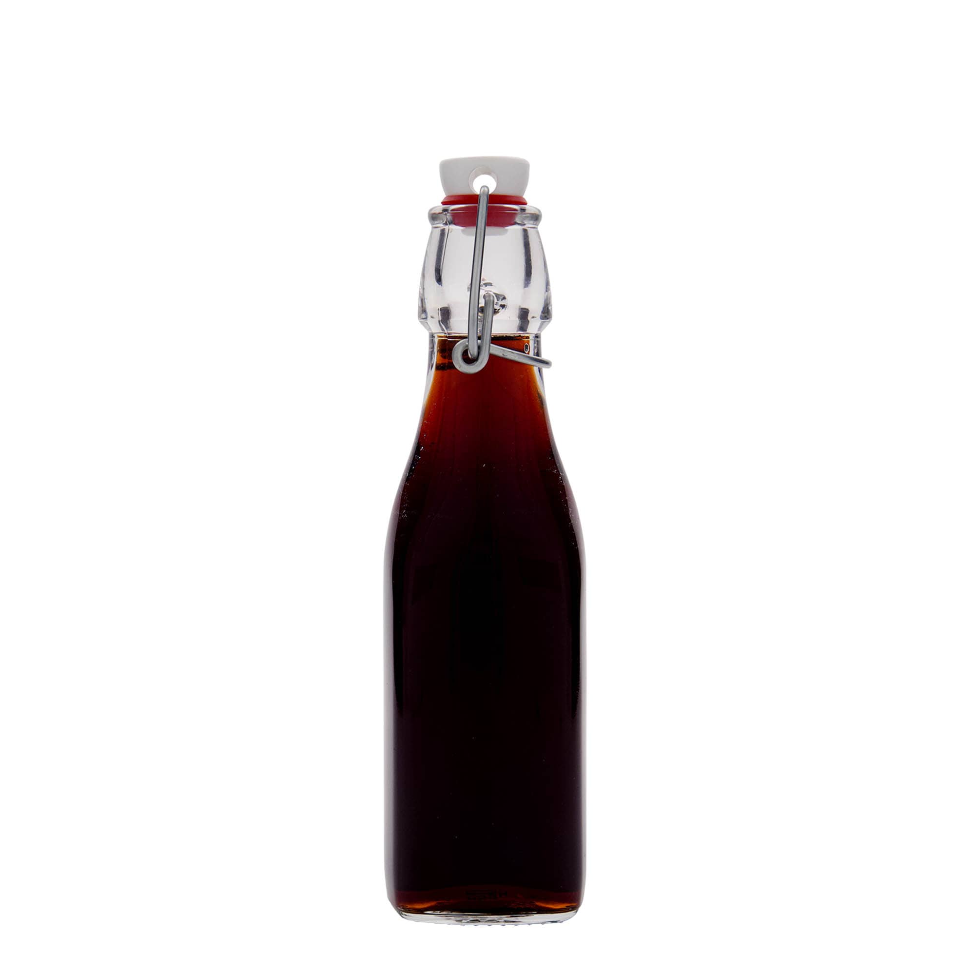 Botella de vidrio de 250 ml «Swing», cuadrada, boca: cierre de palanca