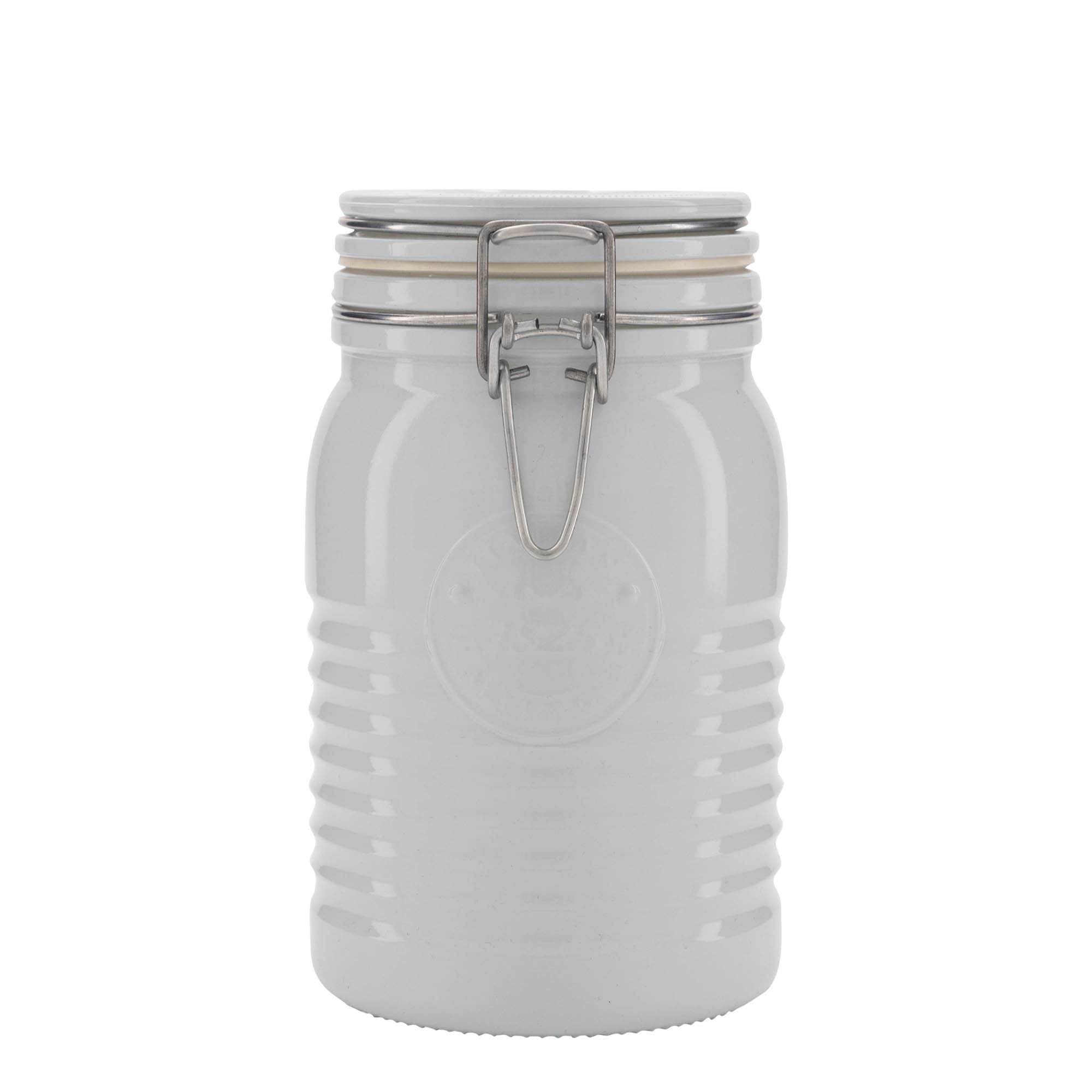 Tarro hermético 'Officina 1825' de 1000 ml, blanco, boca: cierre mecánico