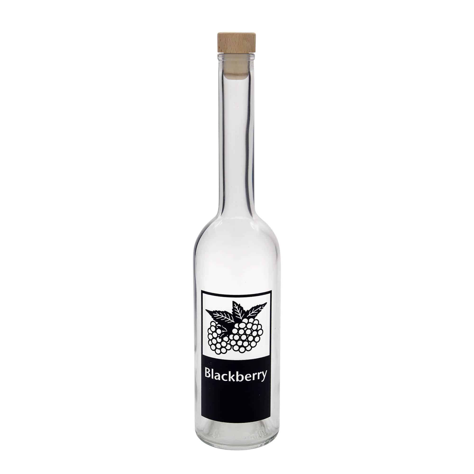 Botella de vidrio 'Opera' de 500 ml, motivo: Blackberry, boca: corcho