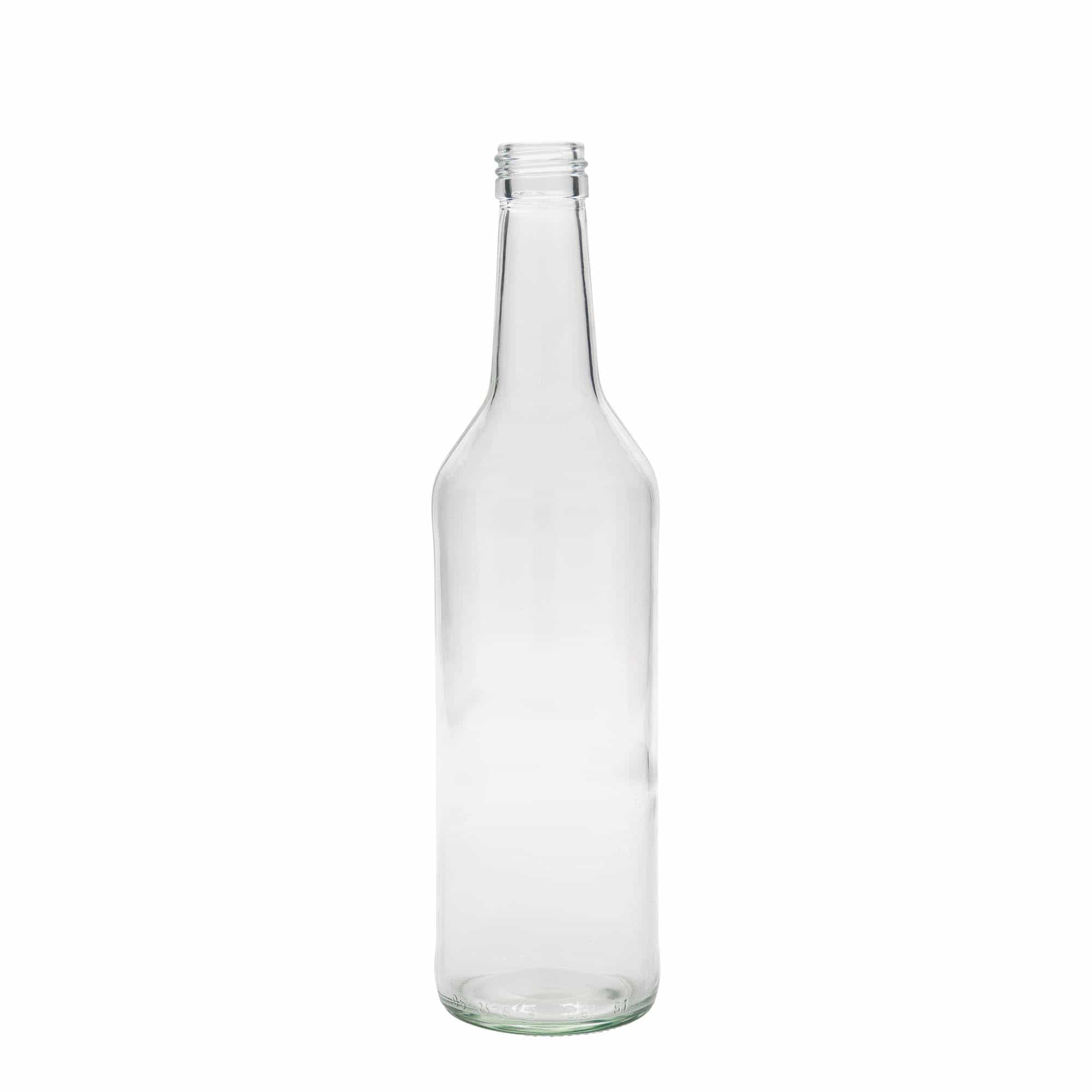 Botella de vidrio con cuello recto de 500 ml, boca: PP 28