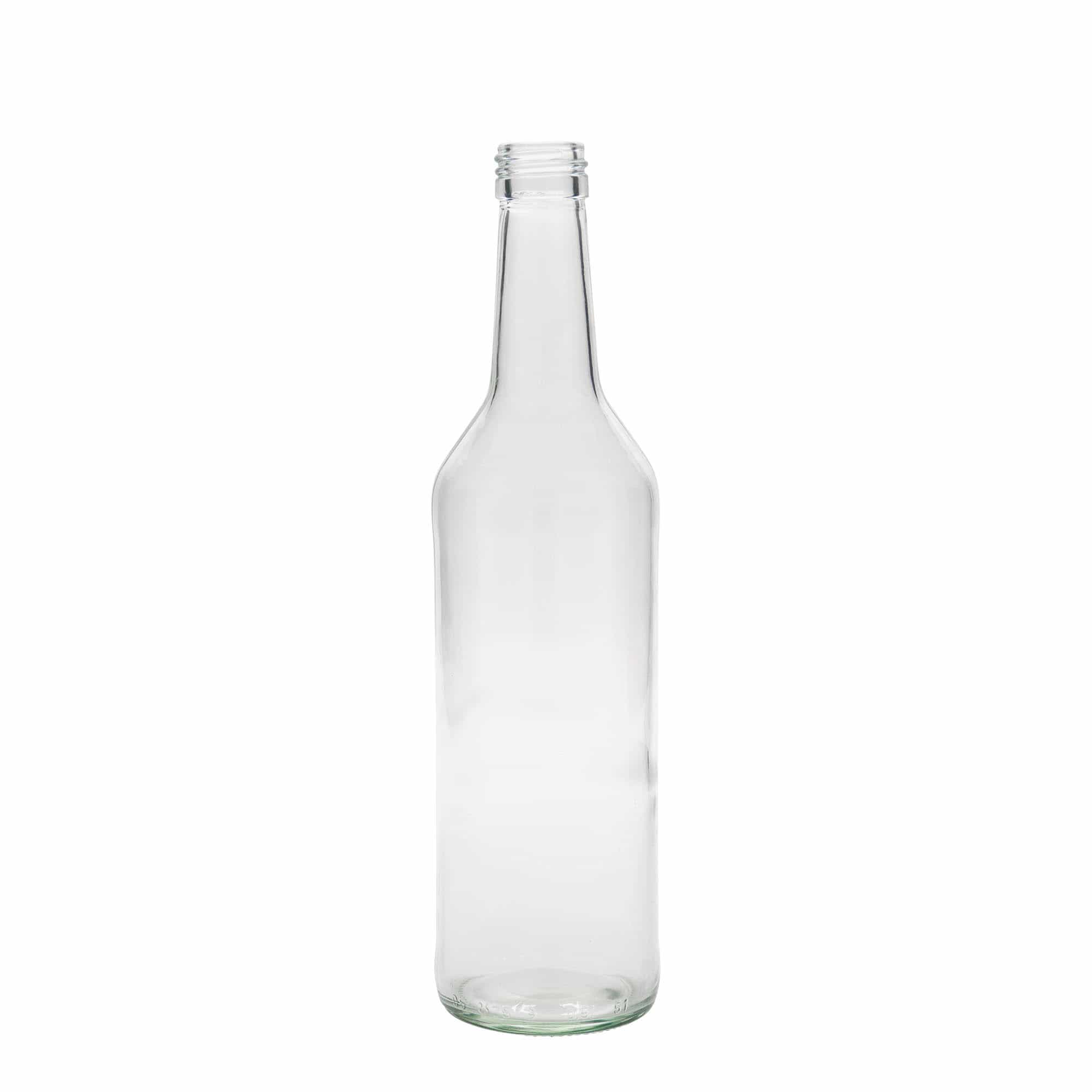 Botella de vidrio de 500 ml con cuello recto, boca: PP 28