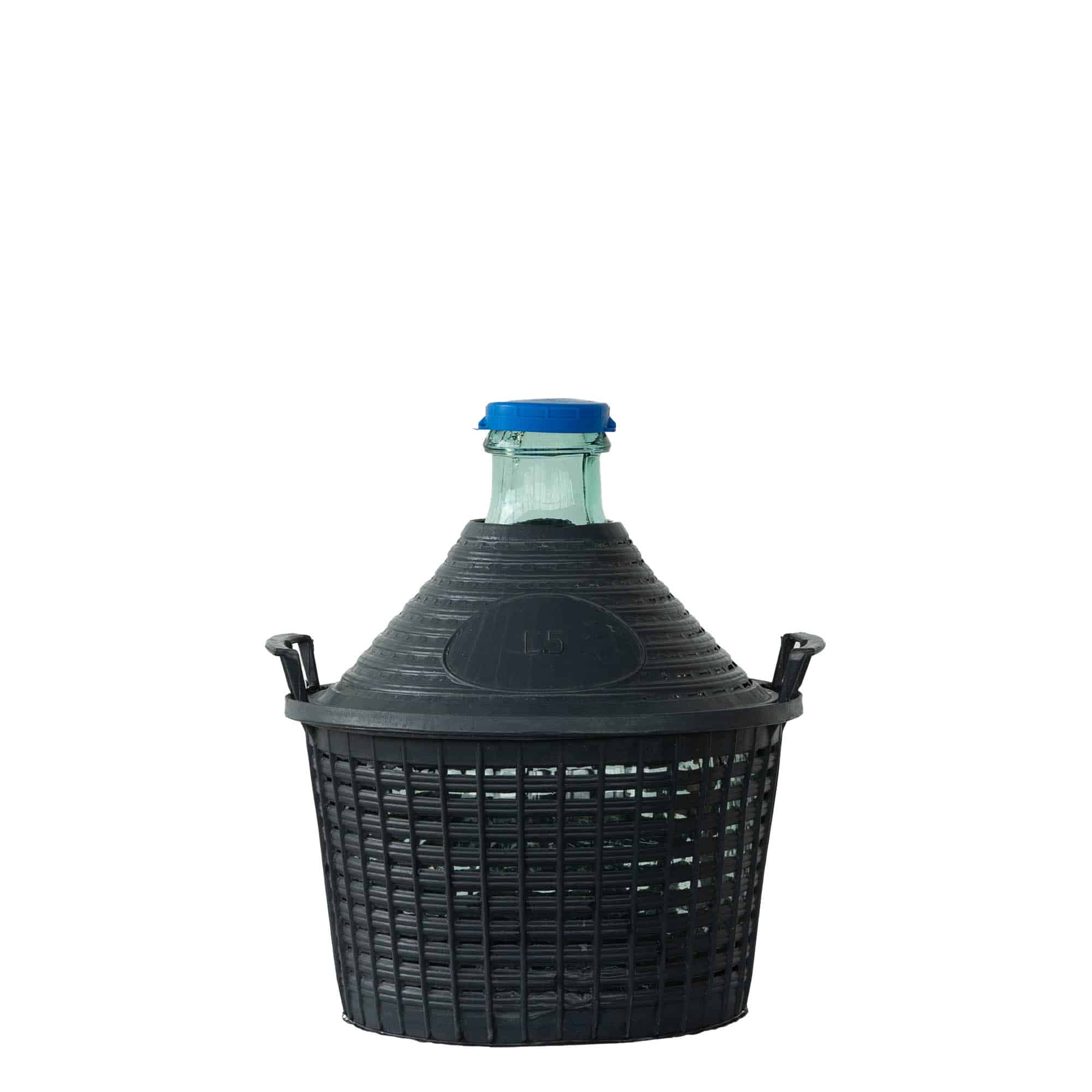 Damajuana de cuello estrecho de 5 l, vidrio, boca: capuchón