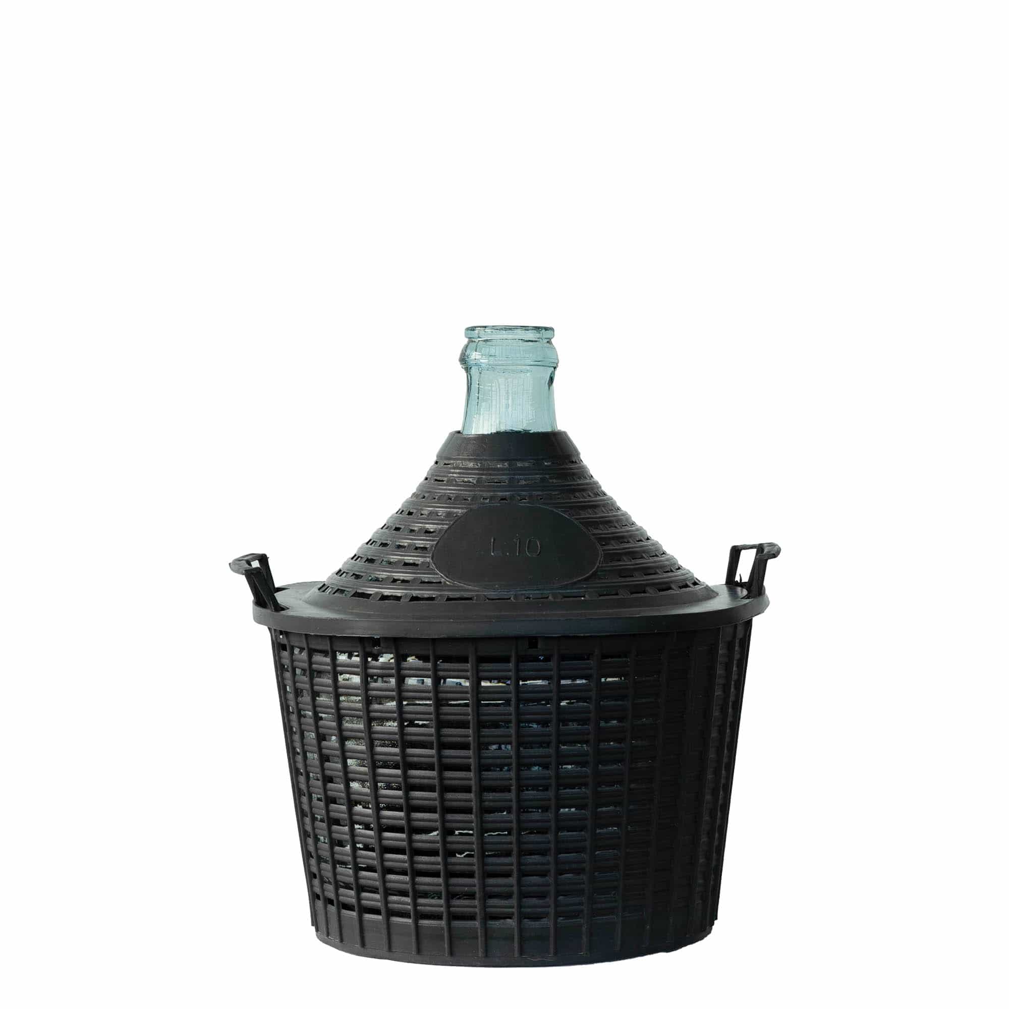 Botella de balón de 10 l, cuello estrecho, vidrio, boca: tapa de solapa