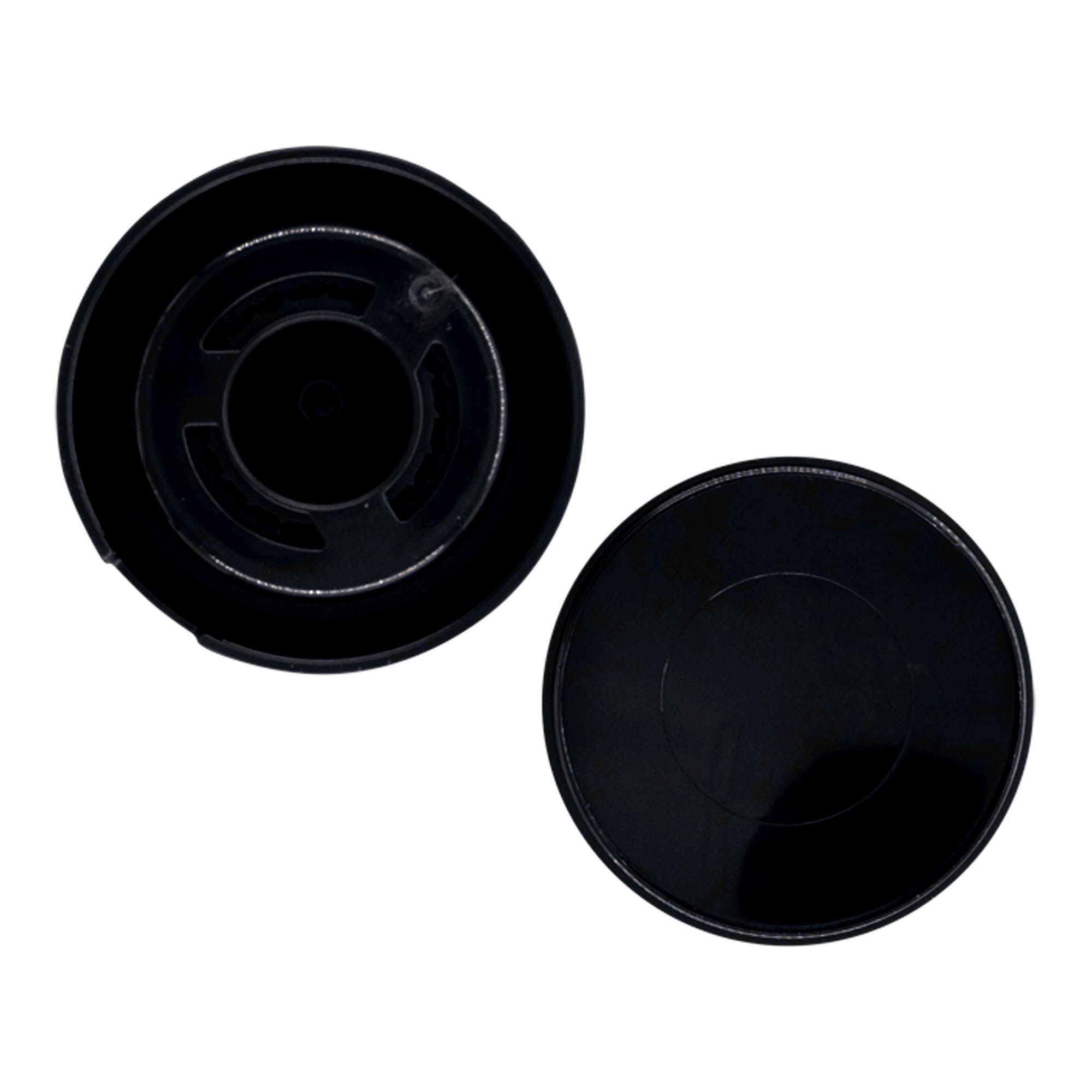 Tapón molinillo para bote de especias, plástico de PP, negro, para boca: GPI 38/400