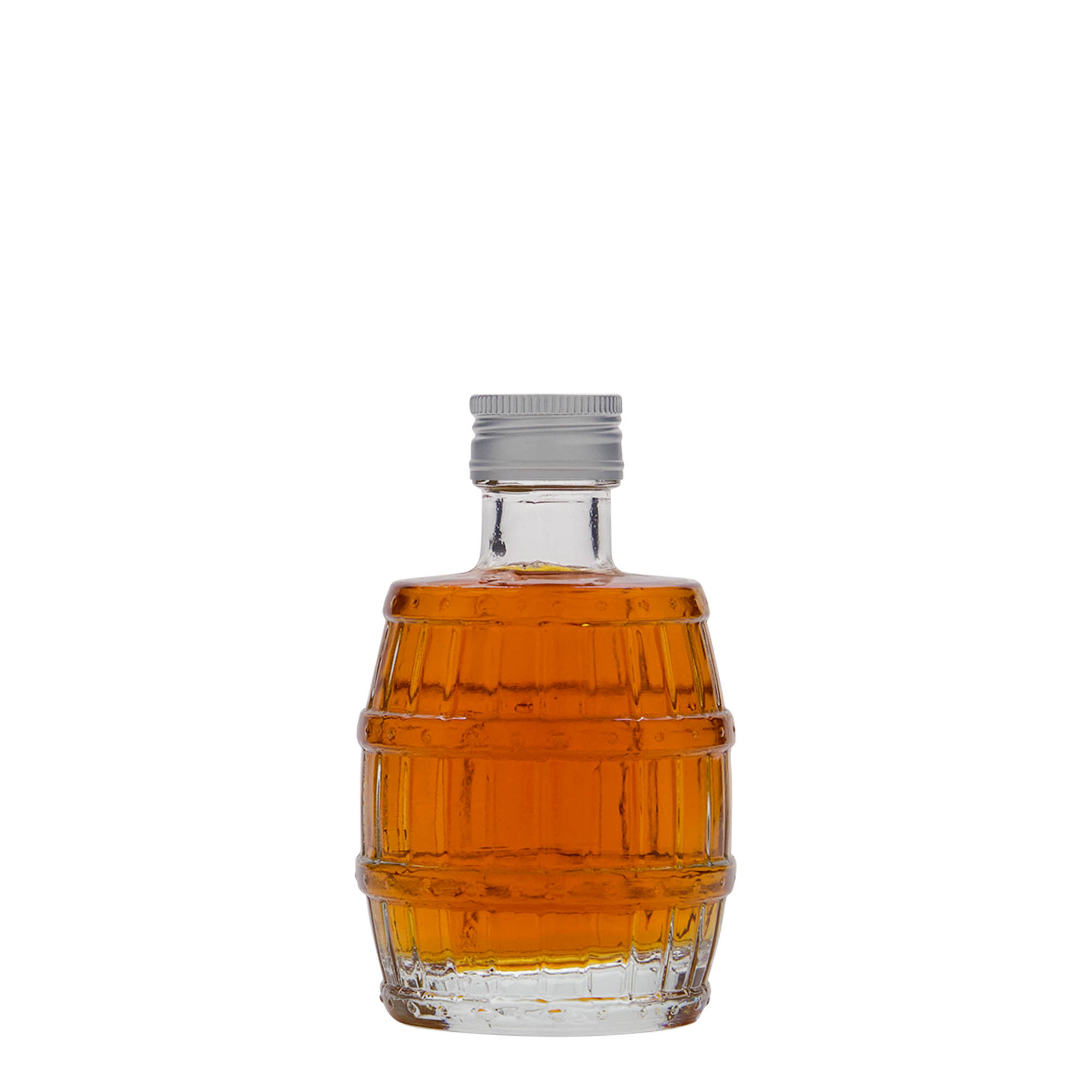 Botella de vidrio de 100 ml 'barril', boca: PP 24 Botella de vidrio de 100 ml 'barril', boca: PP 24