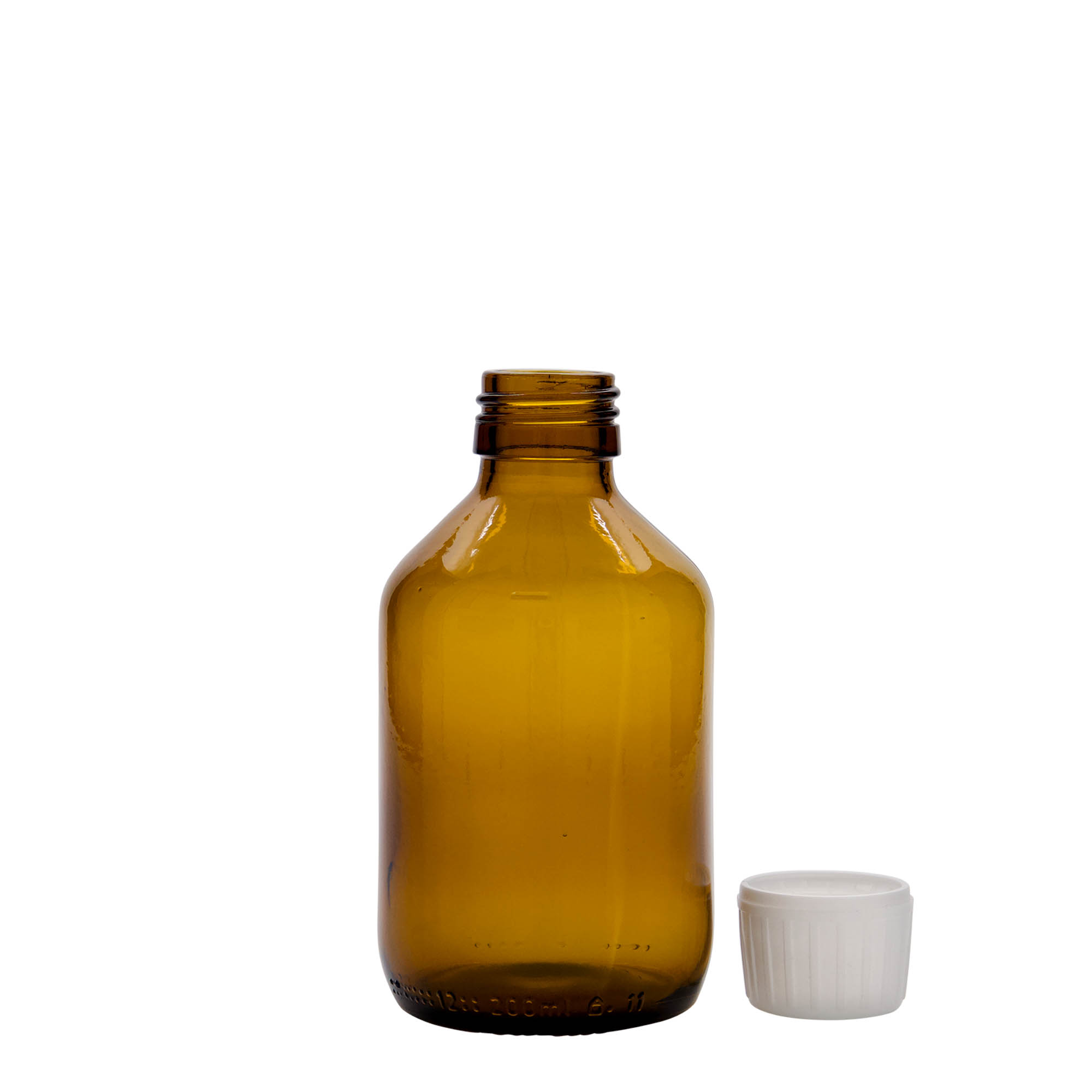 200 ml frasco medicinal, marrón, vidrio, boca: PP 28 200 ml frasco medicinal, marrón, vidrio, boca: PP 28