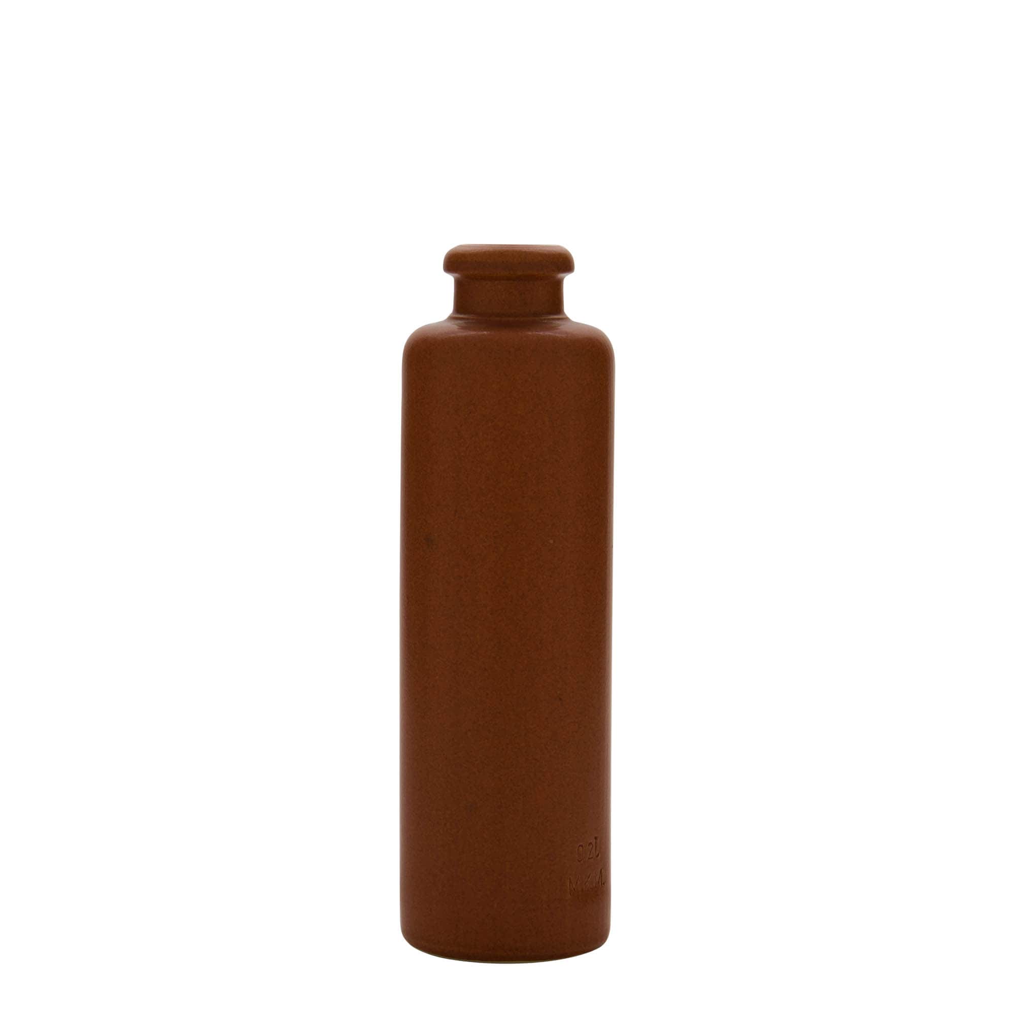 Jarra de barro de 200 ml, gres, rojo-marrón, boca: corcho