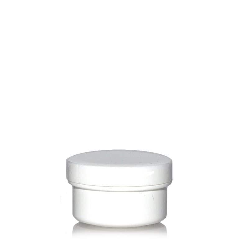 Bote de plástico 'White Line' de 12 ml, PP, blanco, boca: tapón de rosca