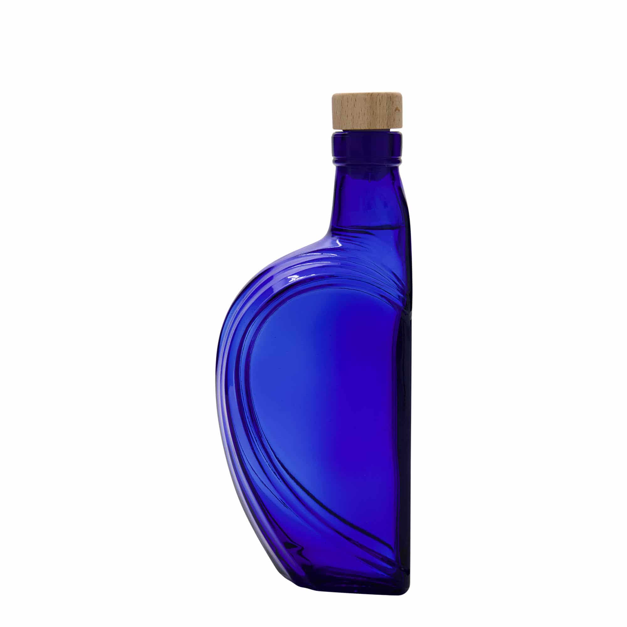 Botella de vidrio 'Sweethearts' de 375 ml, rectangular, azul real, boca: corcho