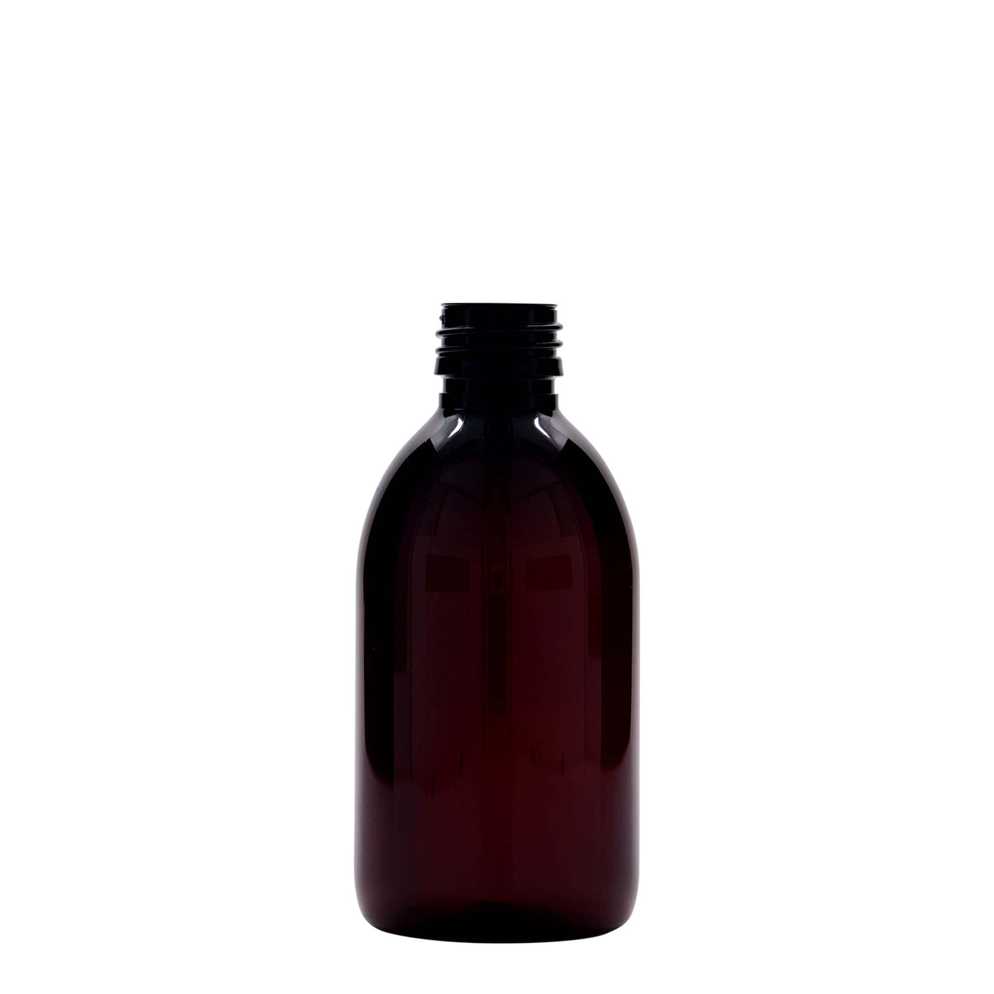 250 ml botella médica de PET, marrón, plástico, boca: PP 28