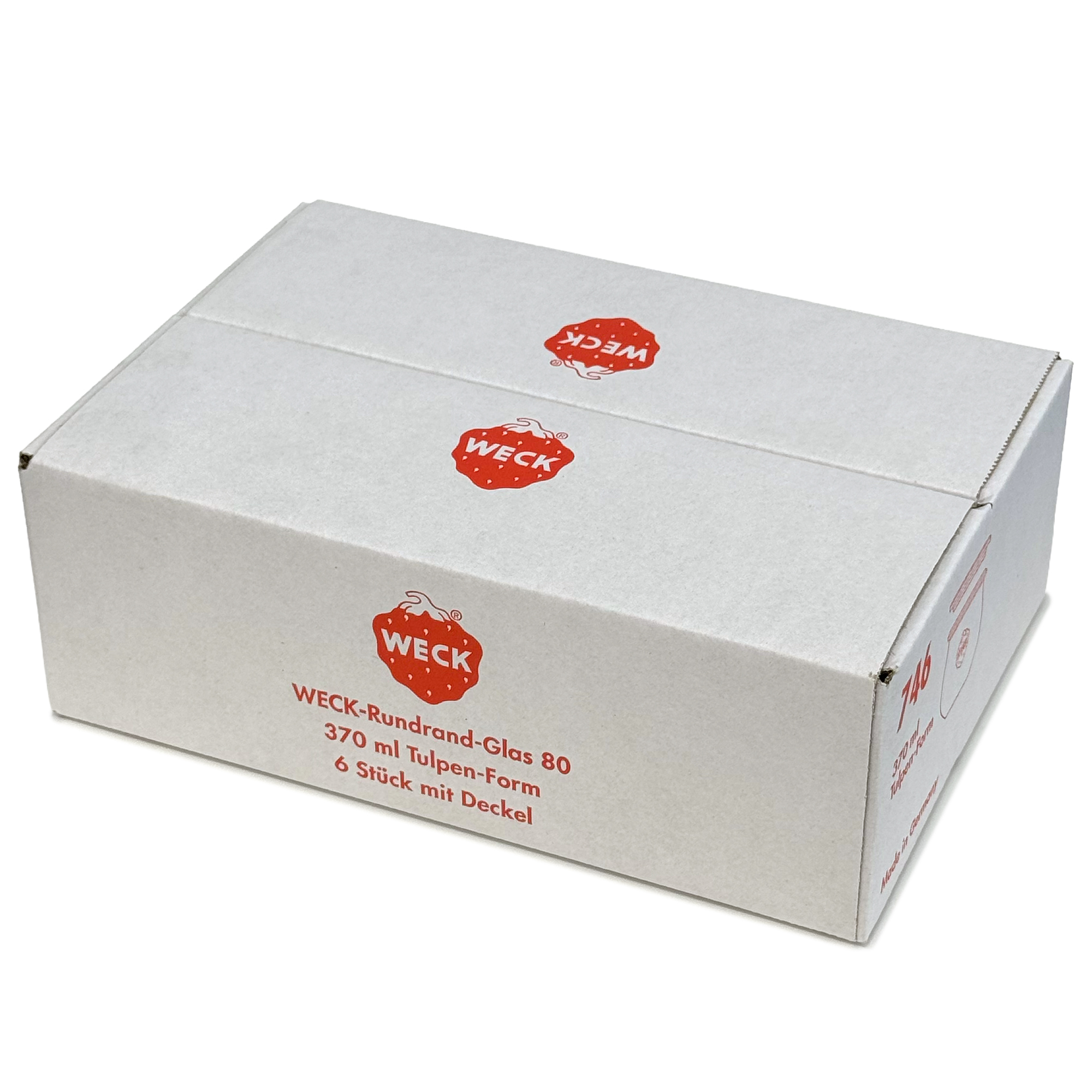 6x 370 ml vaso tipo tulipán WECK con tapa de vidrio RR 80