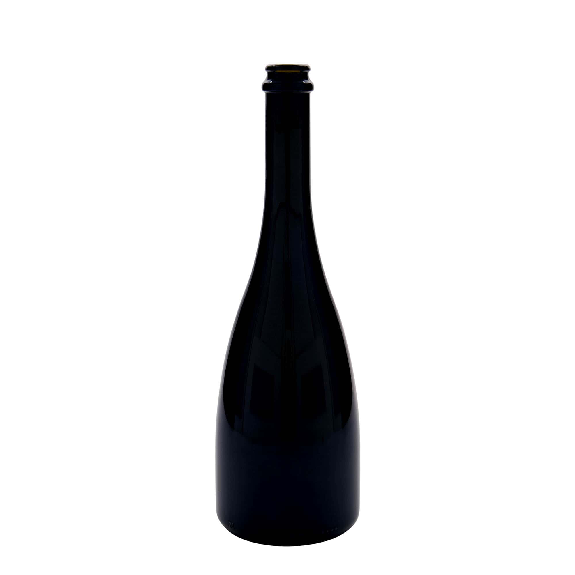 Botella de cerveza/espumoso 'Tosca' de 750 ml, vidrio, verde antiguo, boca: tapón corona