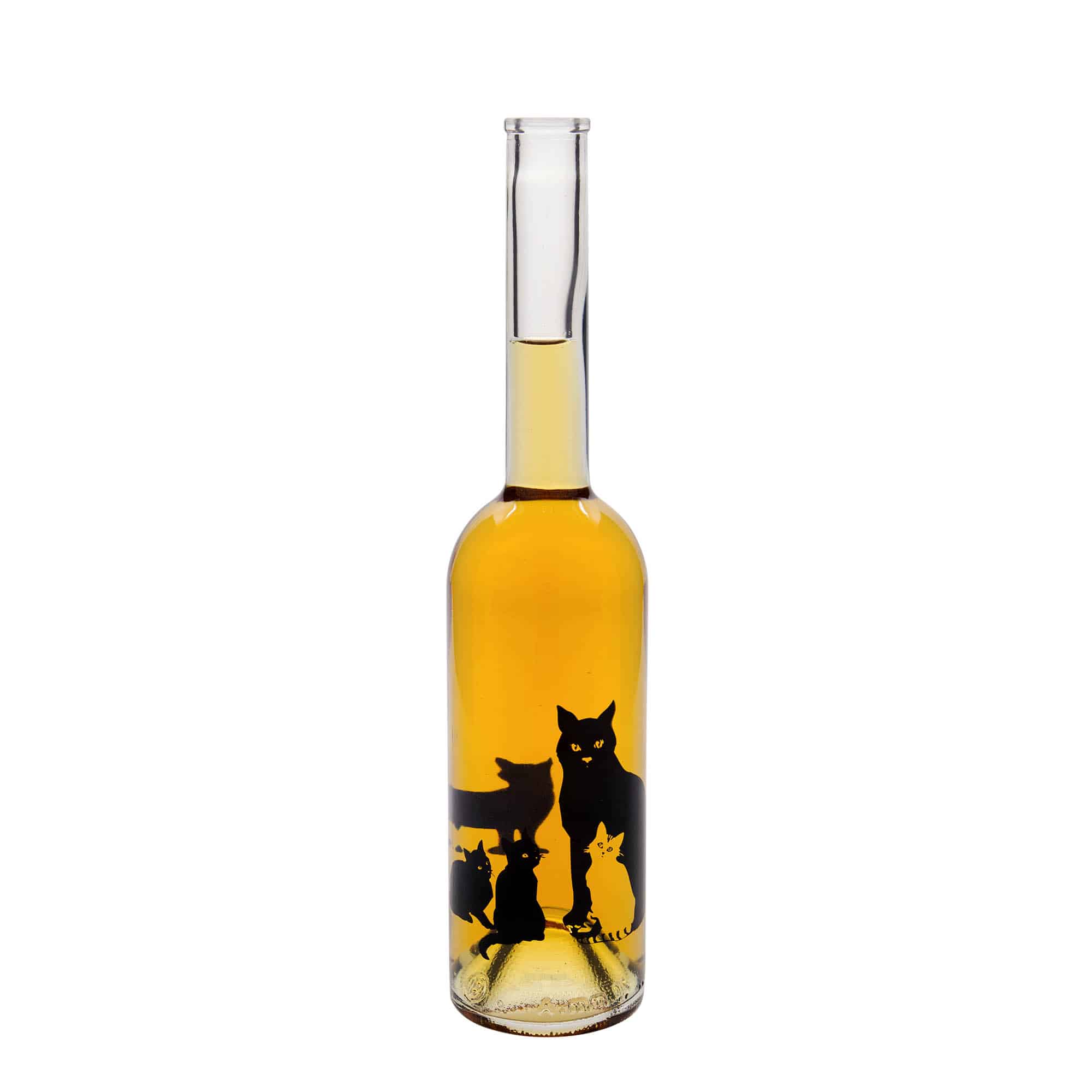 Botella de vidrio 'Opera' de 500 ml, motivo: gatos, boca: corcho