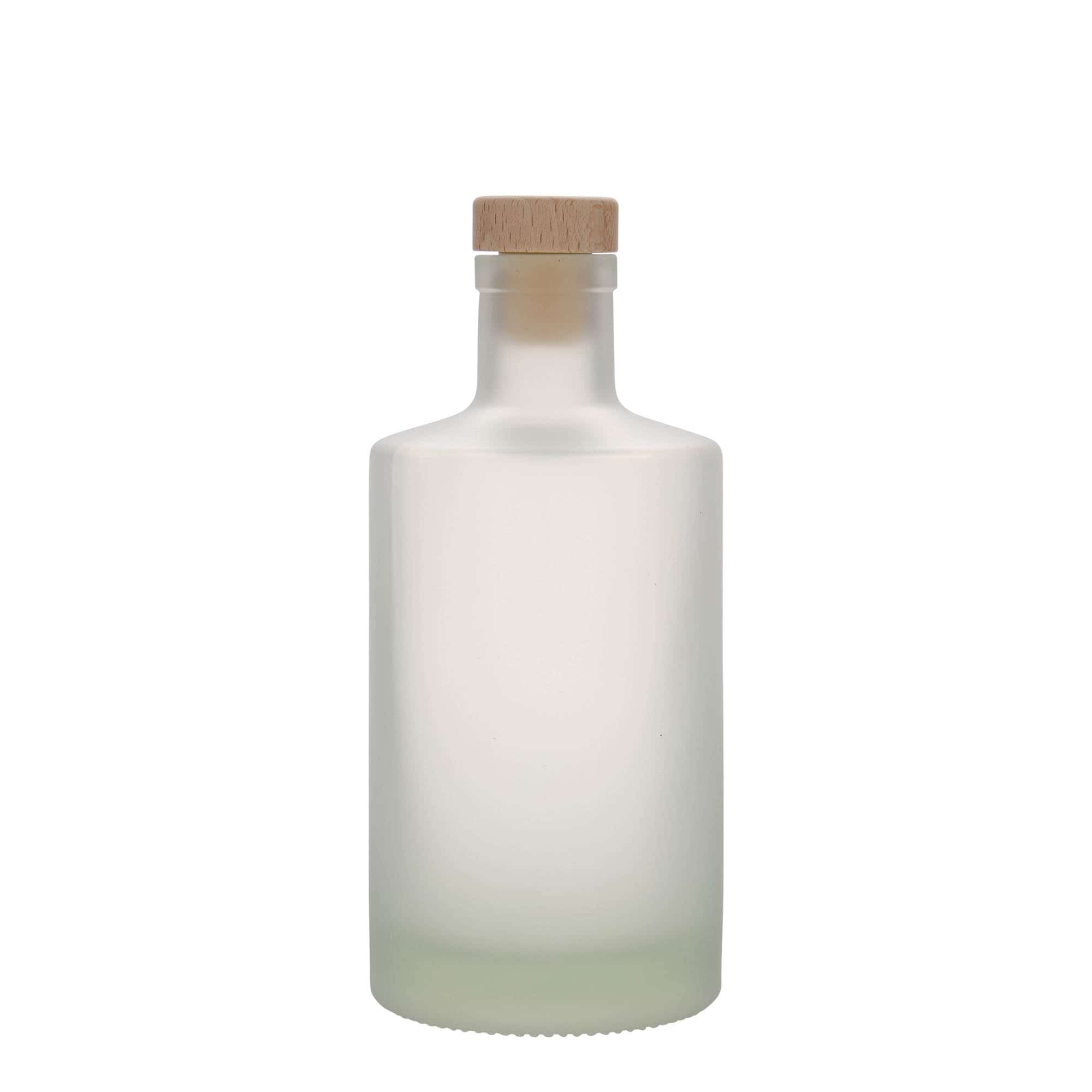 Botella de vidrio 'Caroline' de 500 ml, efecto helado, boca: corcho