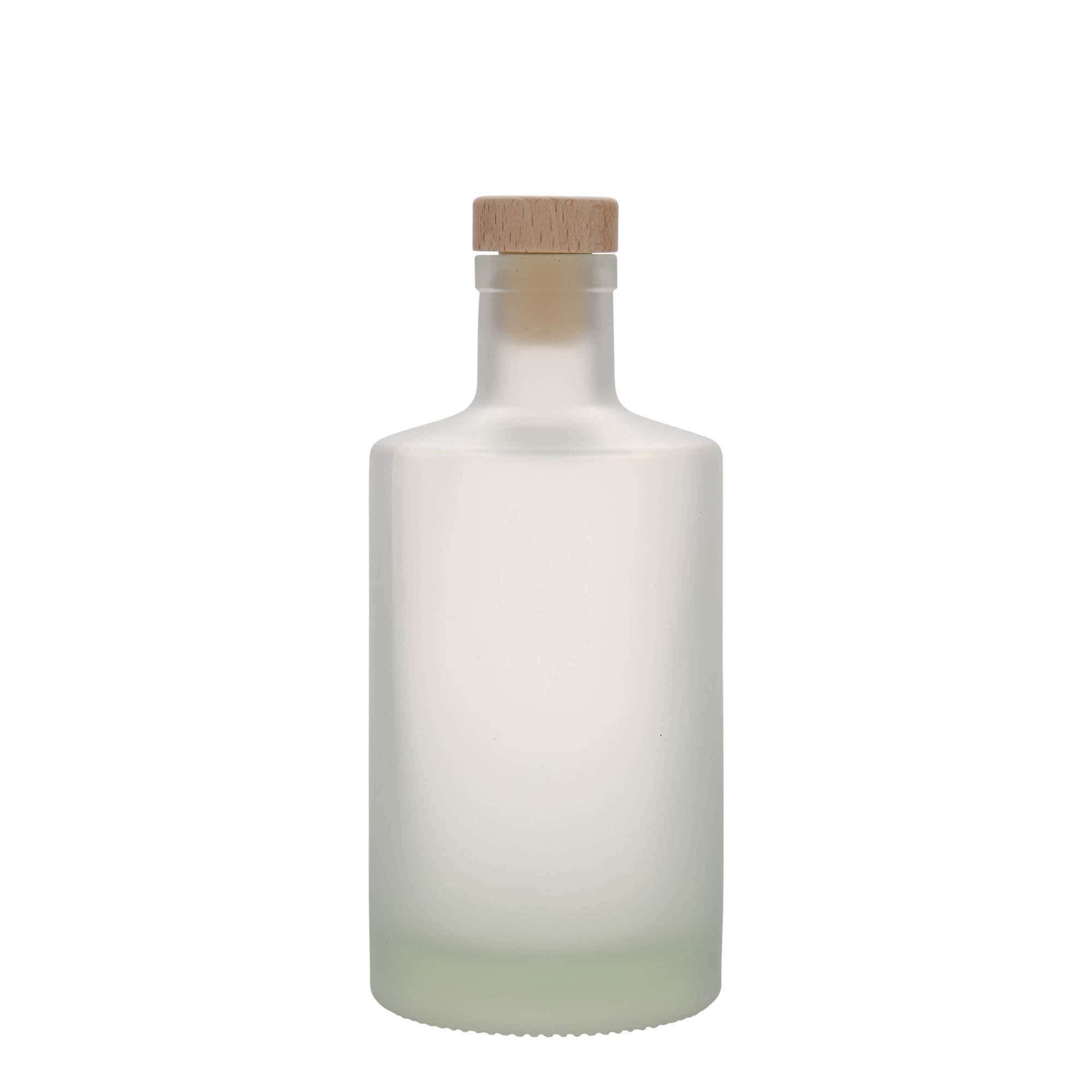 Botella de vidrio 'Caroline' de 500 ml, efecto helado, boca: corcho