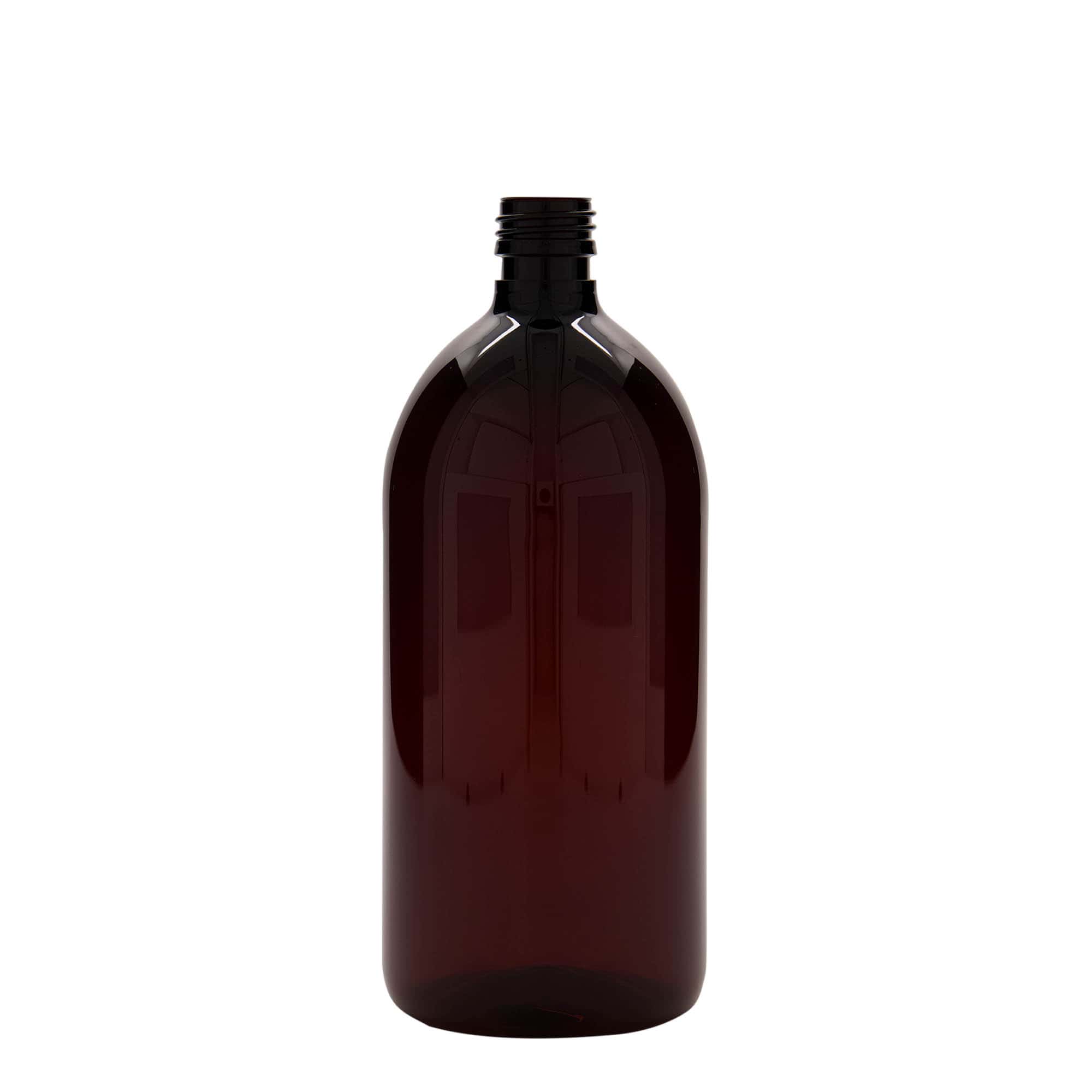 1.000 ml botella médica de PET, marrón, plástico, boca: PP 28
