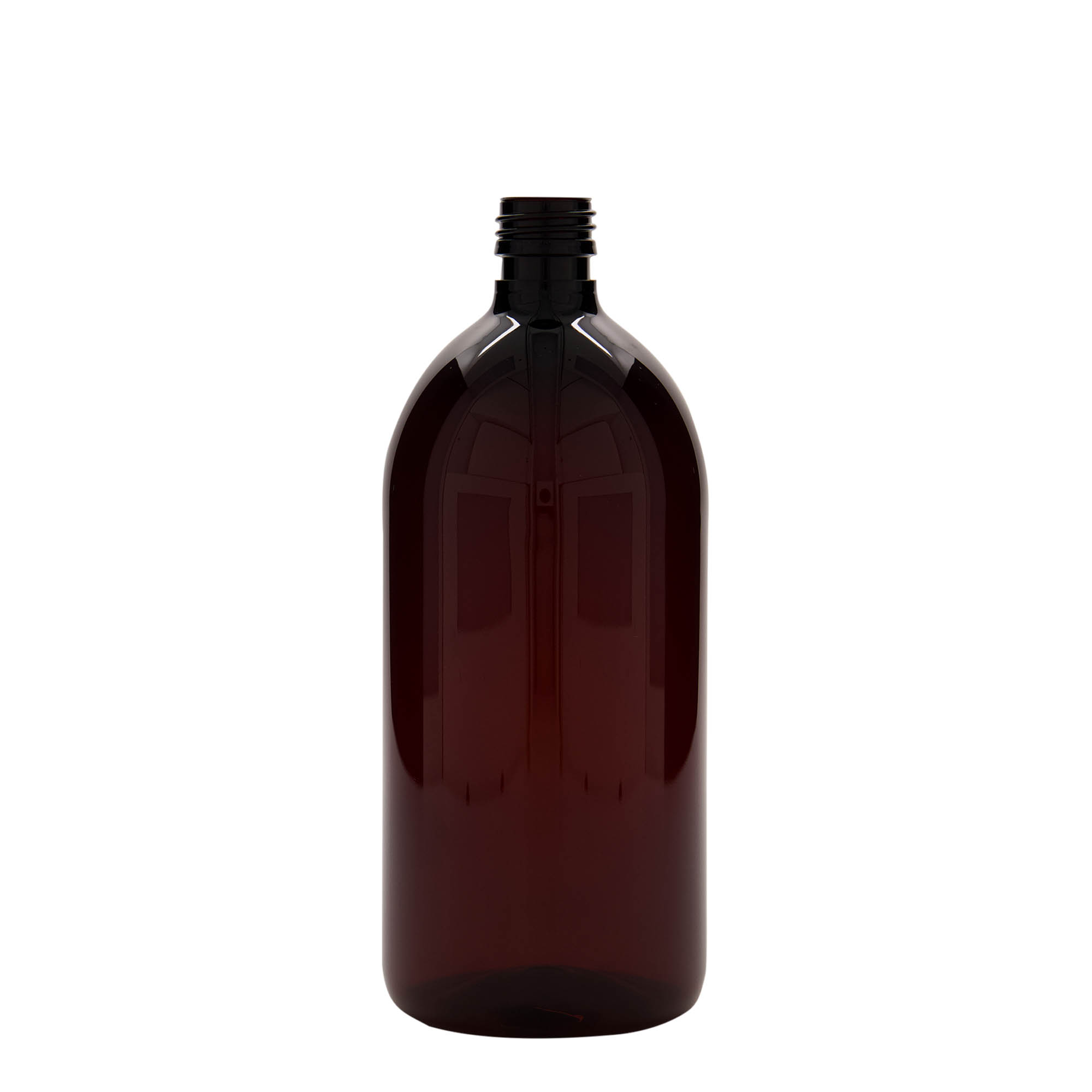 1.000 ml botella médica de PET, marrón, plástico, boca: PP 28