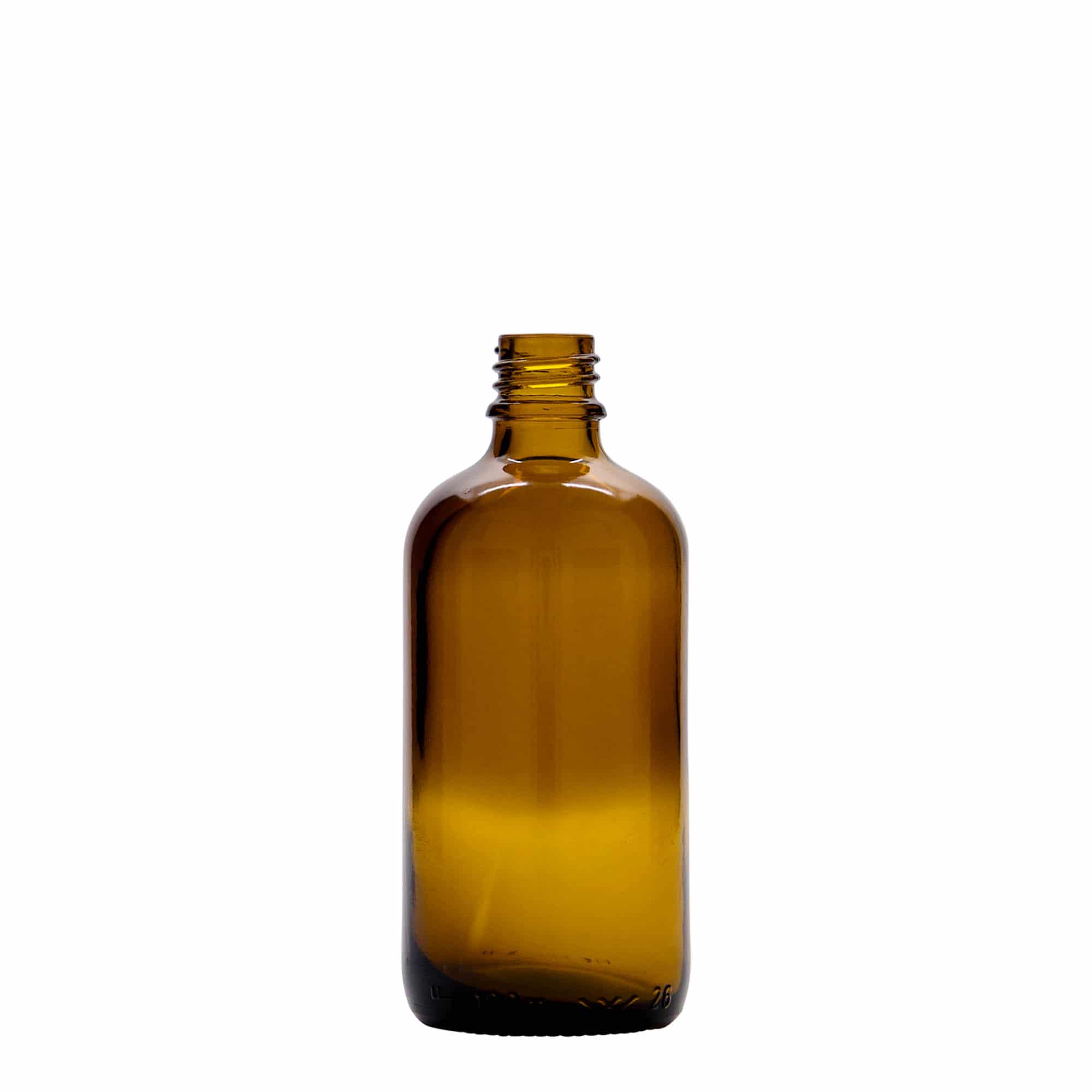 Frasco cuentagotas de 100 ml para medicamentos, vidrio, marrón-rojo, boca: DIN 18