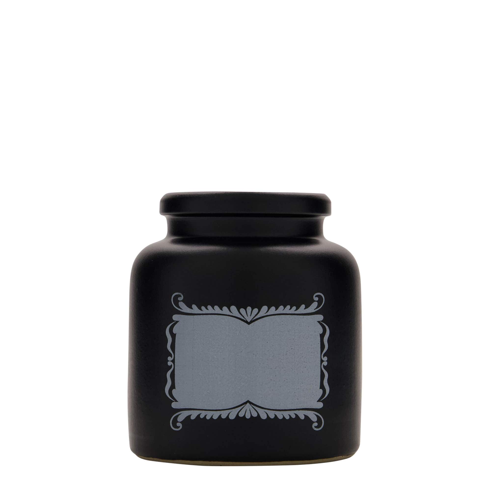 270 ml de jarra de gres, motivo: campo de etiquetas, cerámica, negro, boca: tapa abatible
