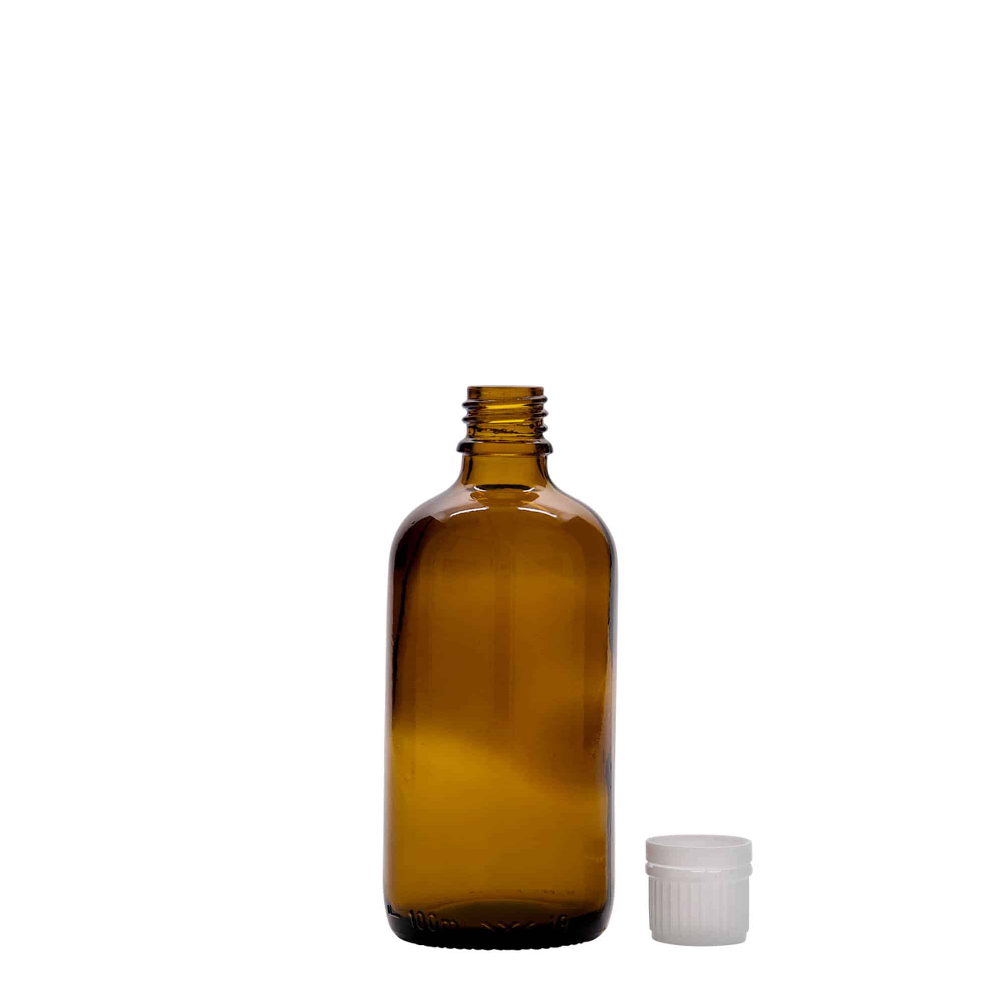 100 ml frasco medicinal, vidrio, marrón, boca: DIN 18
