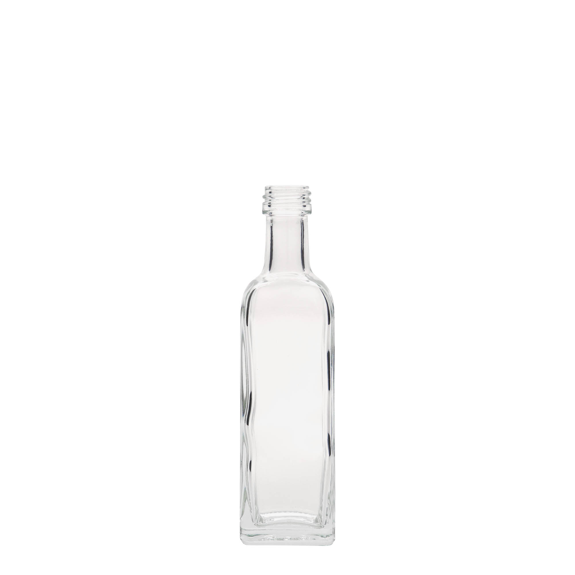 Botella de vidrio de 60 ml «Marasca», cuadrada, boca: PP 18