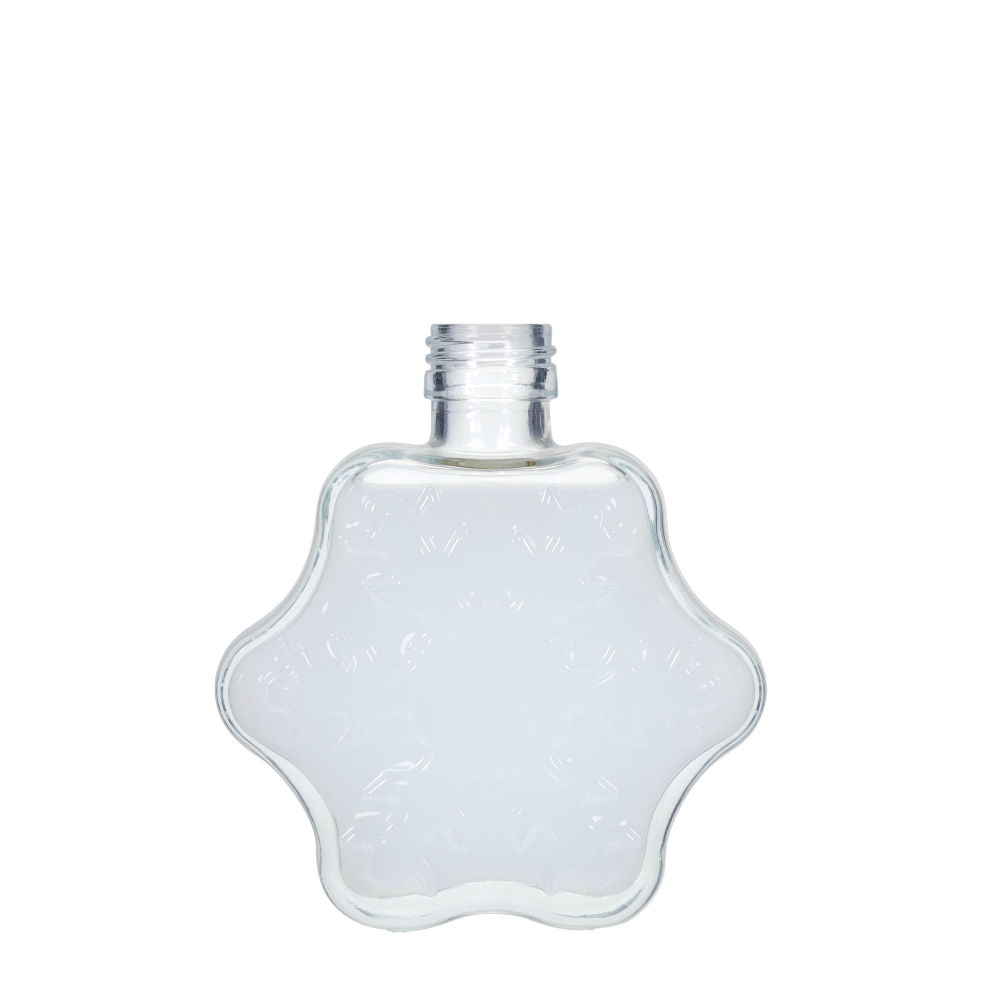 Botella de vidrio de 200 ml 'Copo de nieve', boca: PP 28