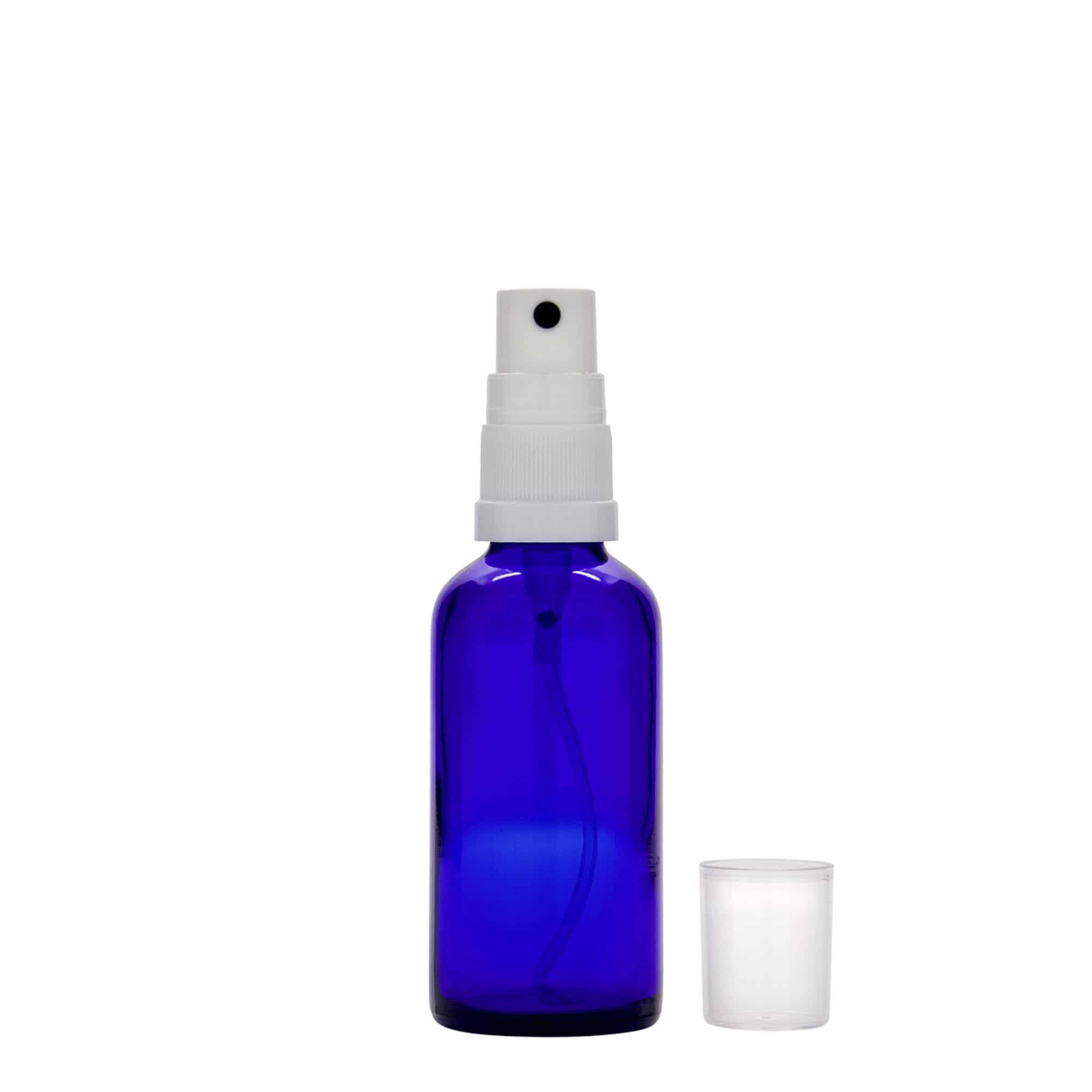 Frasco pulverizador de medicamentos de 50 ml, vidrio, azul real, boca: DIN 18