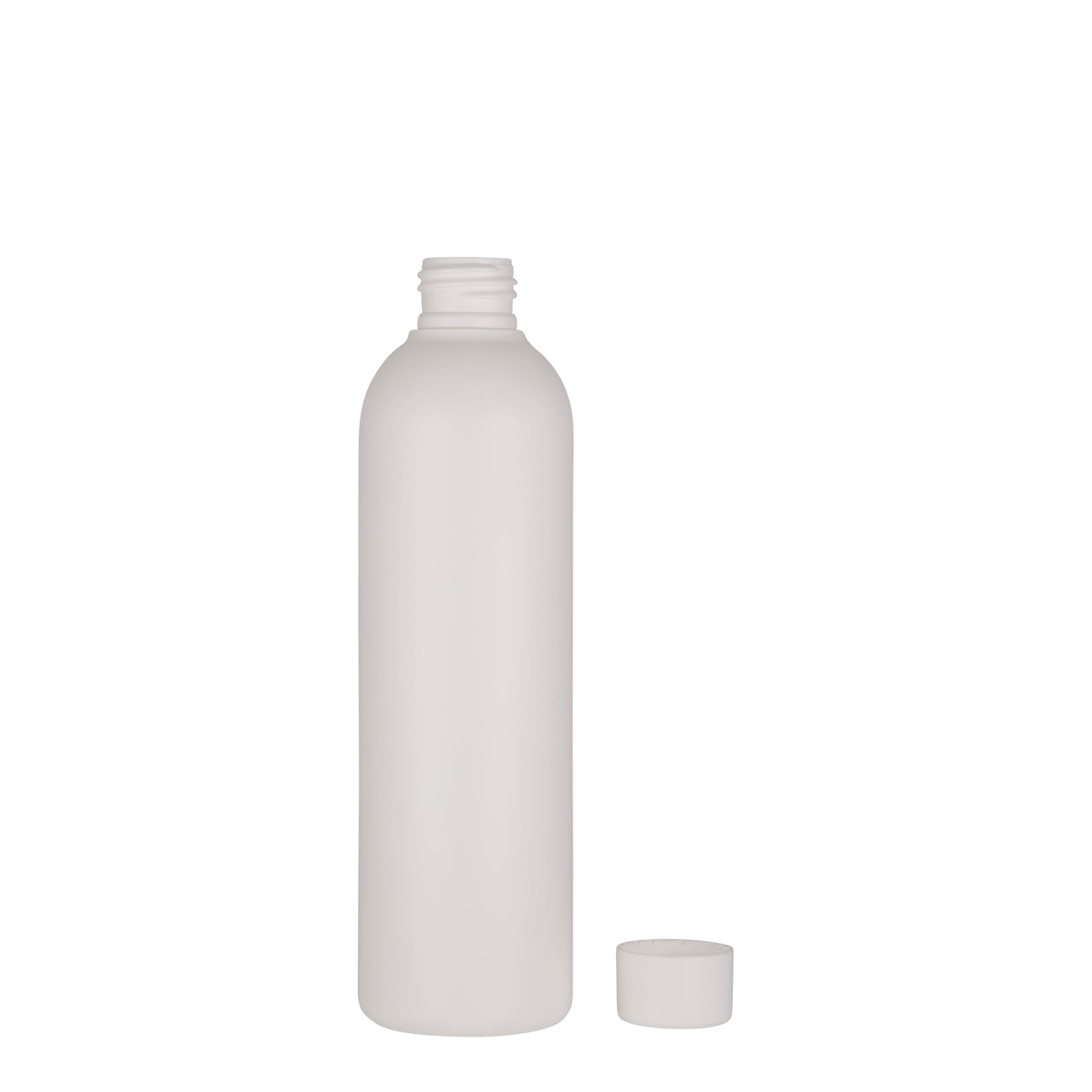 Botella de plástico de 250 ml «Tuffy», HDPE, blanca, boca: 24/410