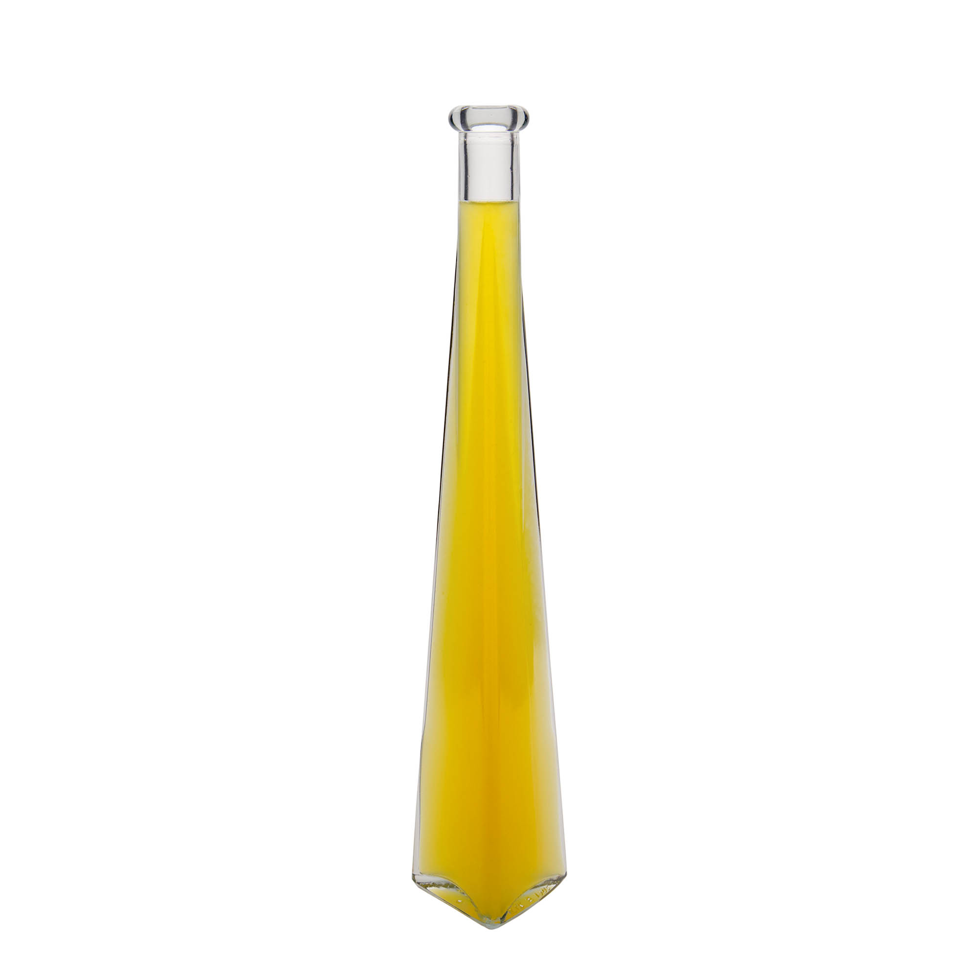 Botella de vidrio de 200 ml «Dama Triangolore», triangular, boca: corcho