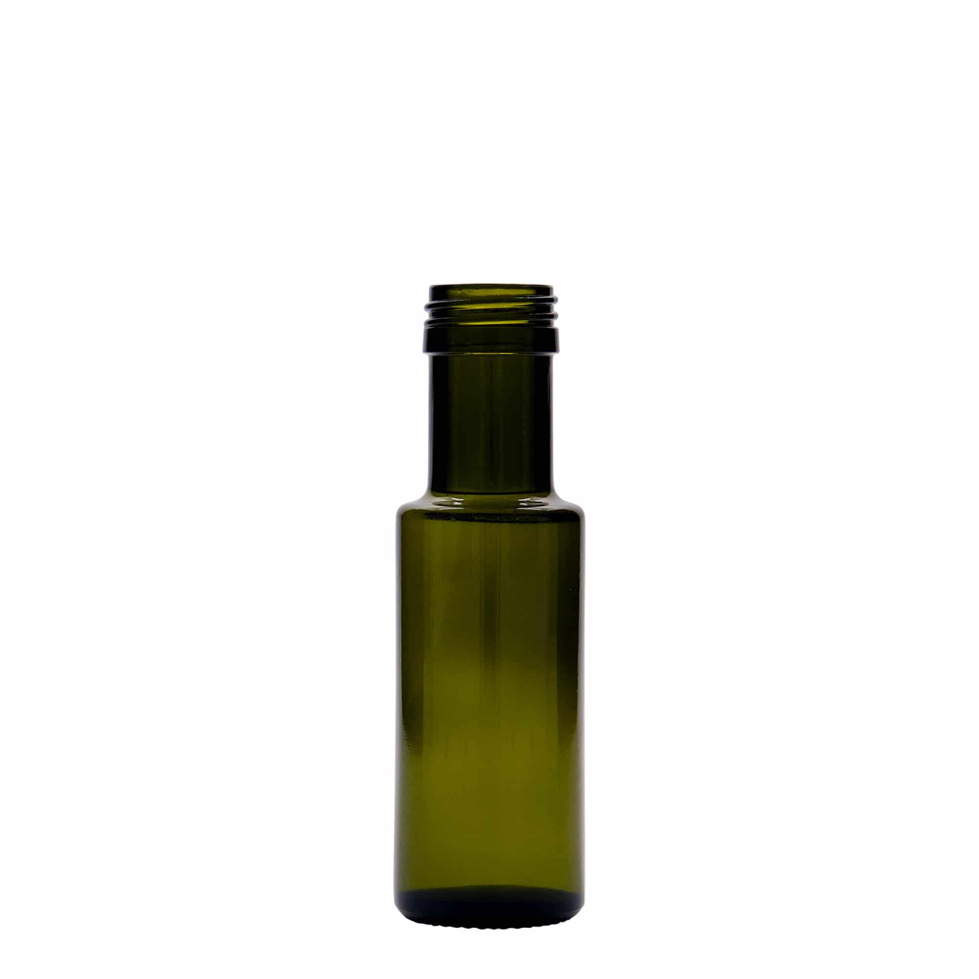 Frasco de vidrio de 100 ml 'Dorica', verde antiguo, boca: PP 31,5 Frasco de vidrio de 100 ml 'Dorica', verde antiguo, boca: PP 31,5