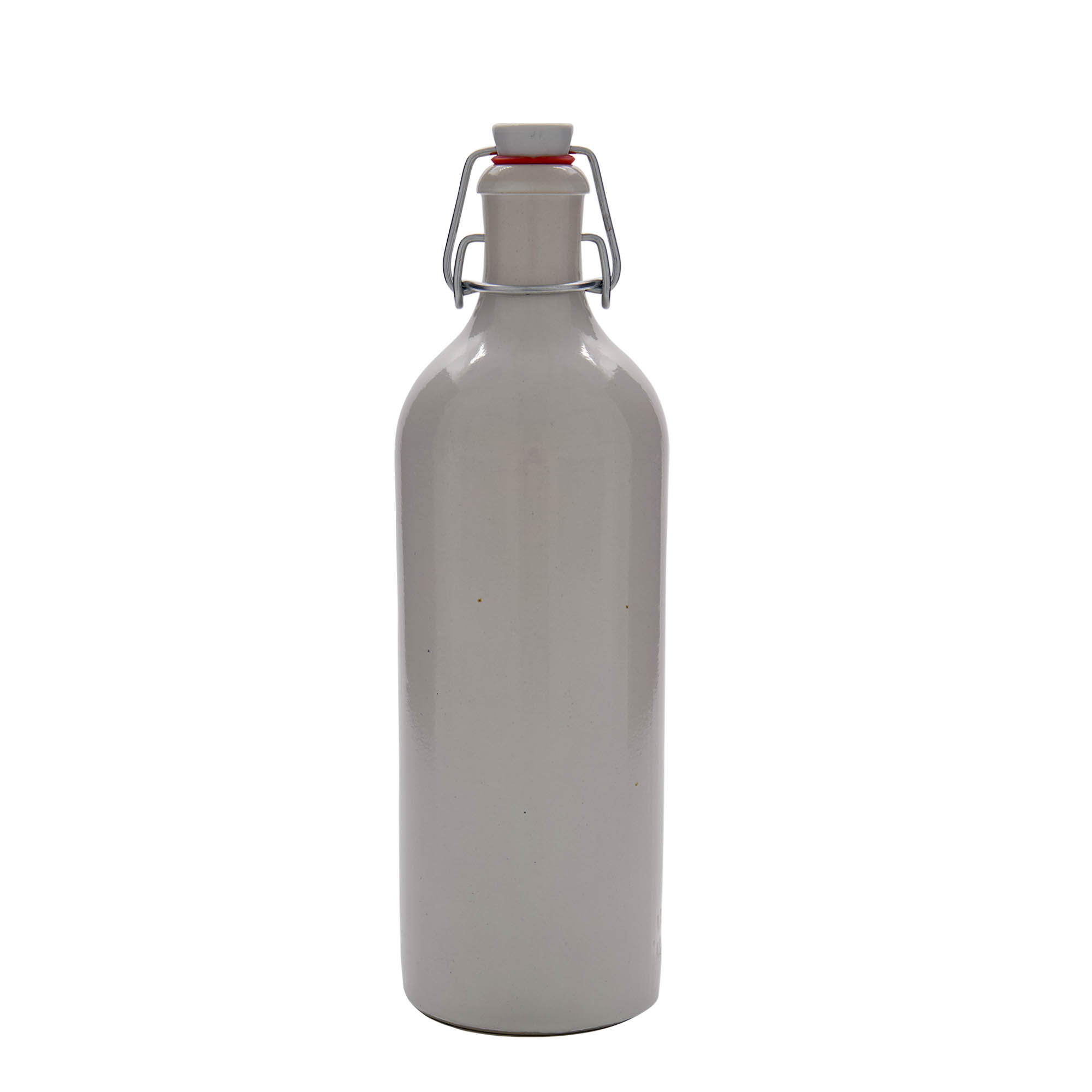 Jarra de gres de 750 ml, gres, blanca, boca: cierre de palanca