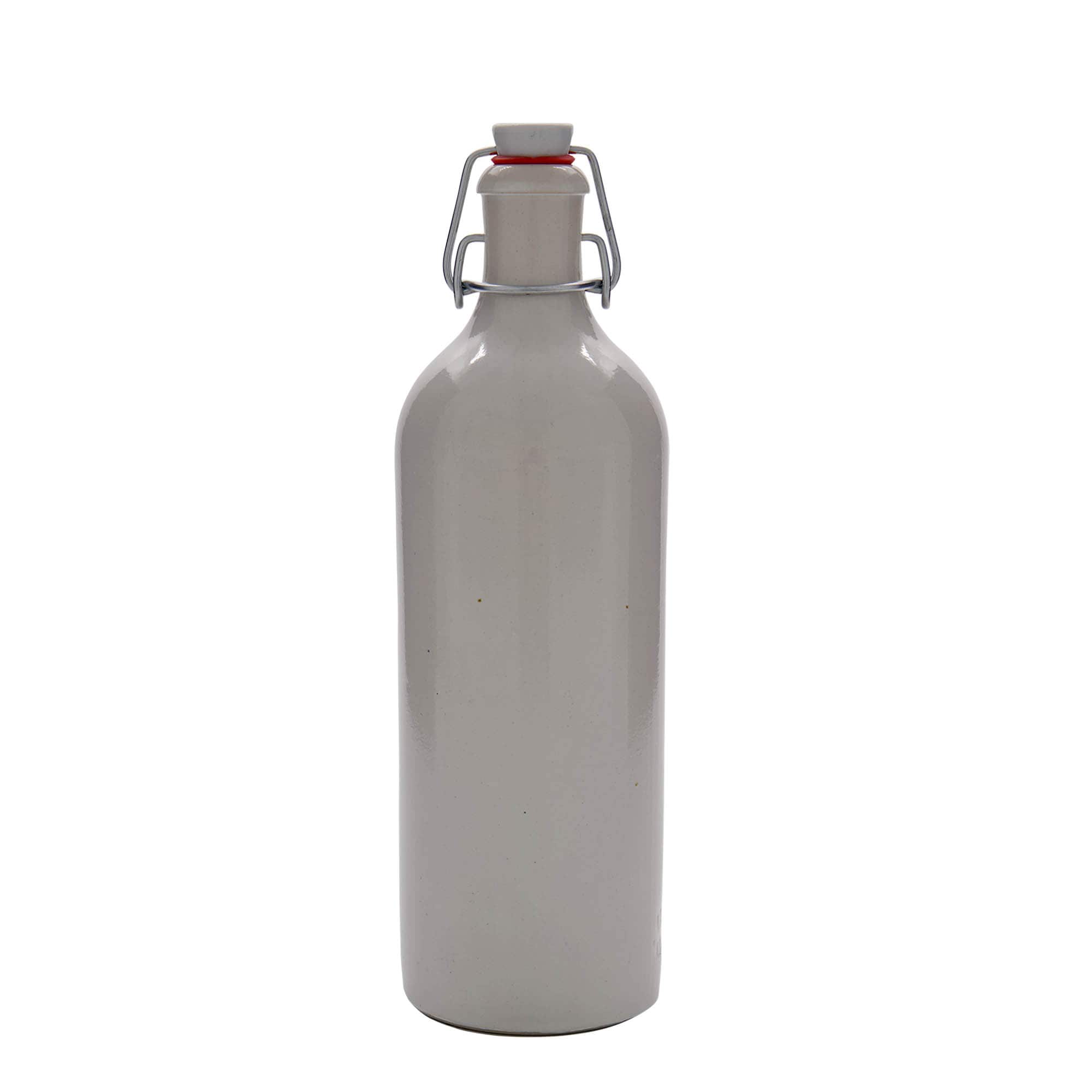 Jarra de gres de 750 ml, gres, blanca, boca: cierre de palanca