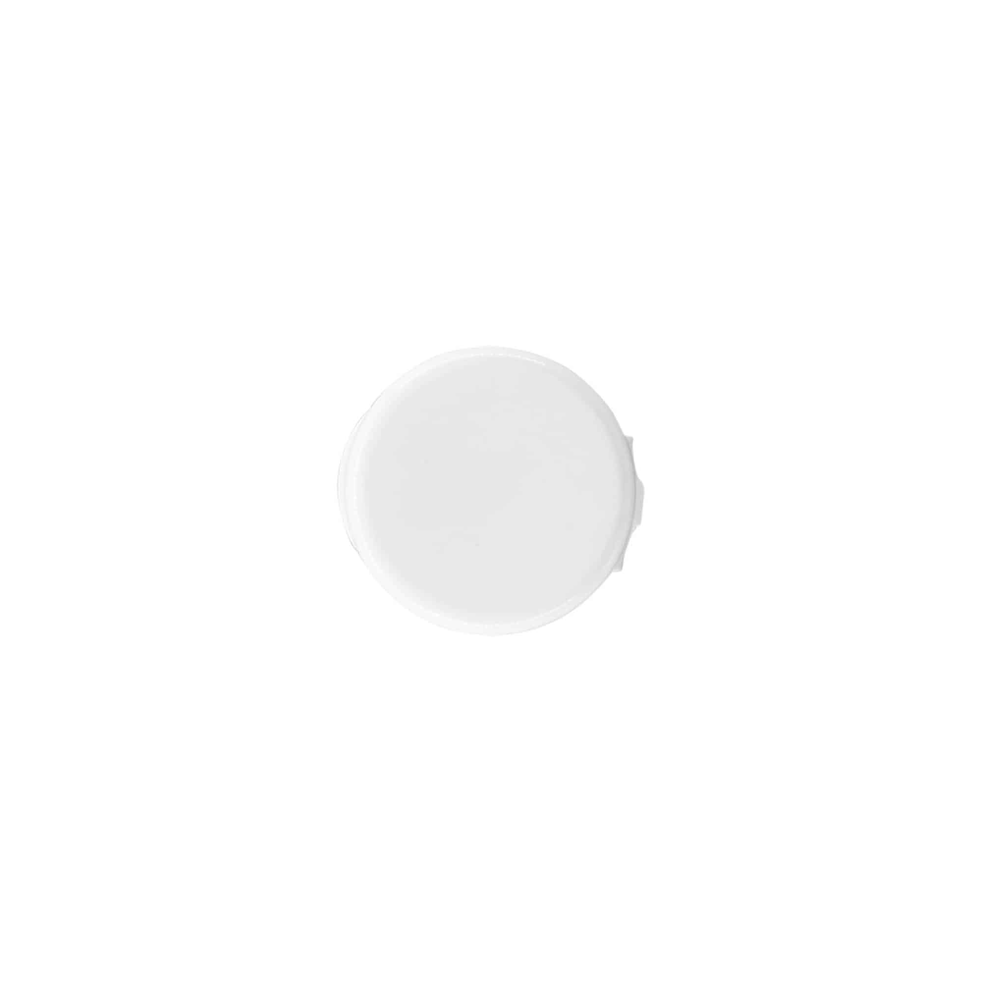 Tapón de rosca con bisagra, plástico PP blanco, para boca: 24/410
