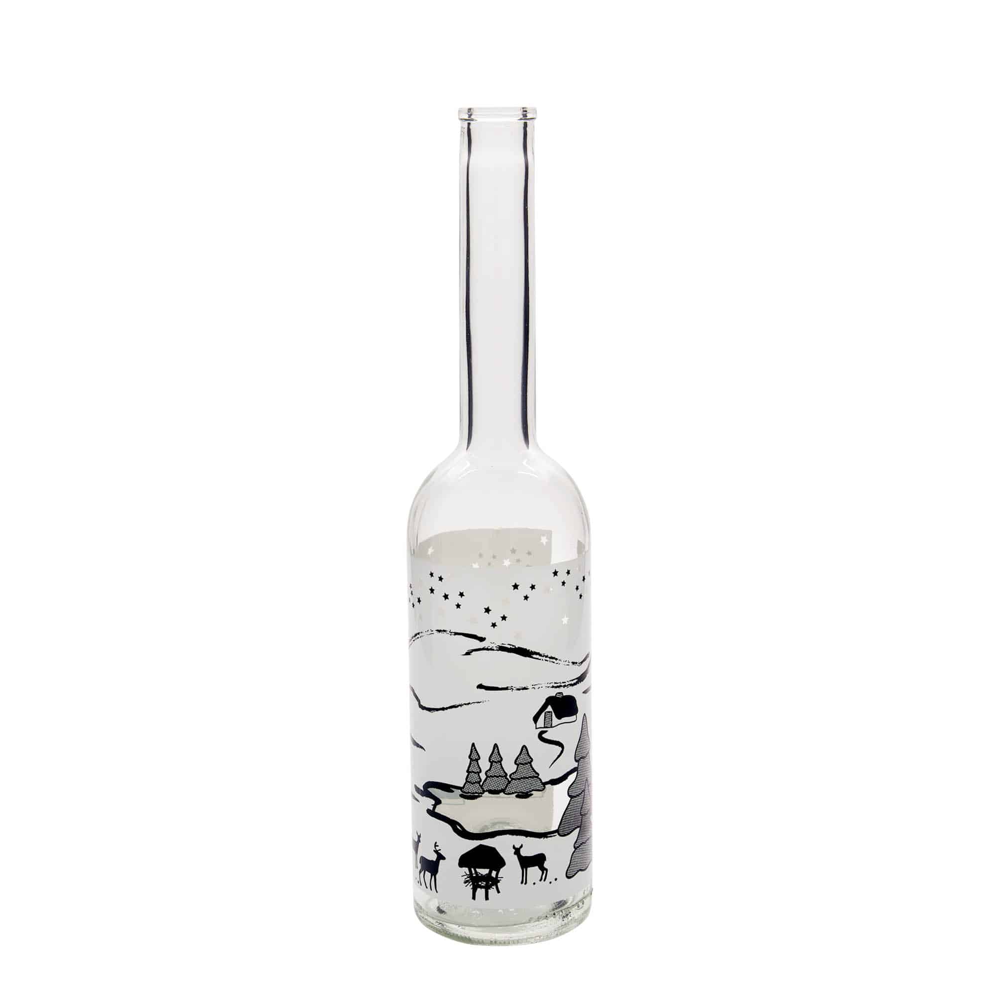 Botella de vidrio 'Opera' de 500 ml, motivo: sueño invernal 'Bianco', boca: corcho Botella de vidrio 'Opera' de 500 ml, motivo: sueño invernal 'Bianco', boca: corcho