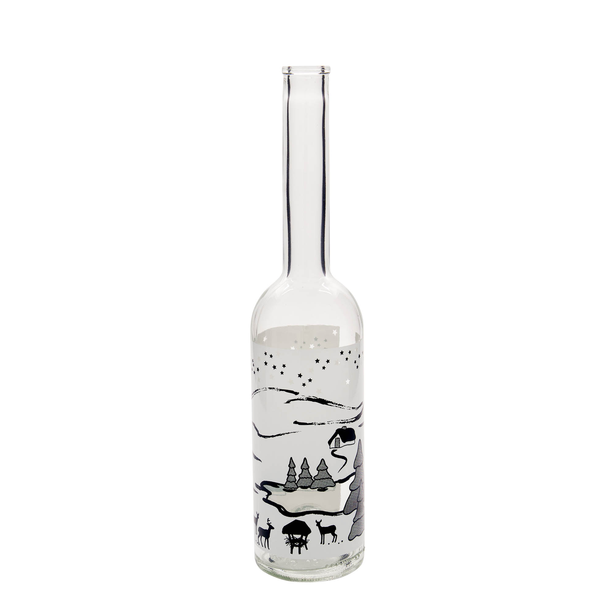 Botella de vidrio de 500 ml 'Opera', motivo: Sueño de invierno-Bianco, boca: corcho Botella de vidrio de 500 ml 'Opera', motivo: Sueño de invierno-Bianco, boca: corcho