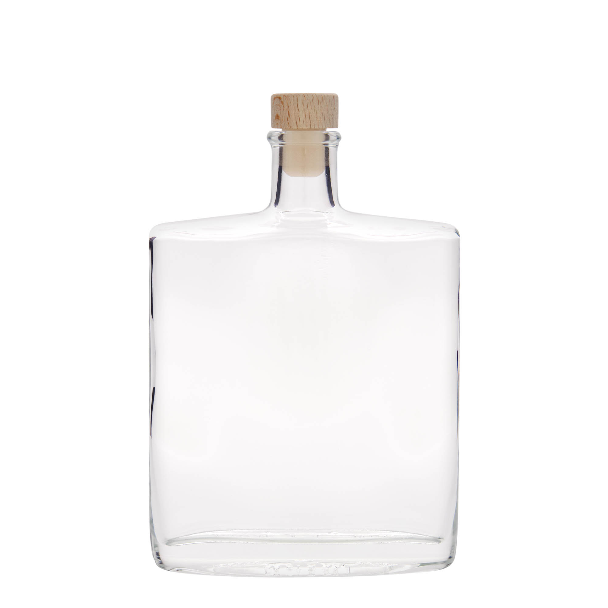 Botella de vidrio de 500 ml 'Zorbas', ovalada, boca: corcho