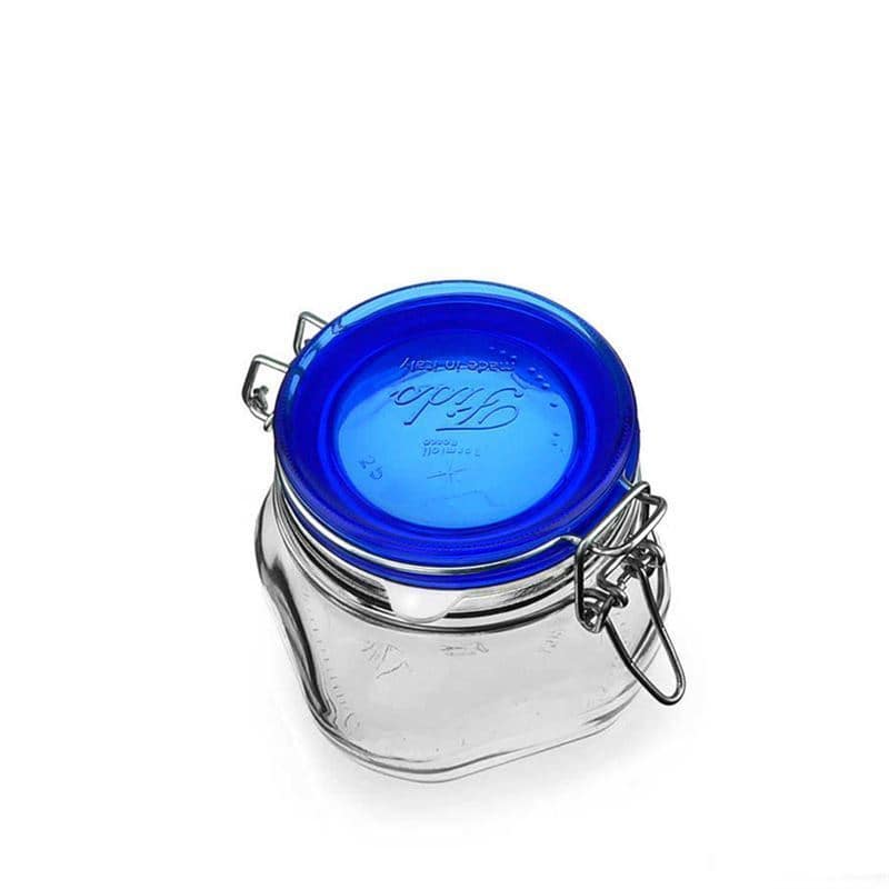 Tarro hermético 'Fido' de 500 ml, Blue Top, cuadrado, boca: cierre mecánico