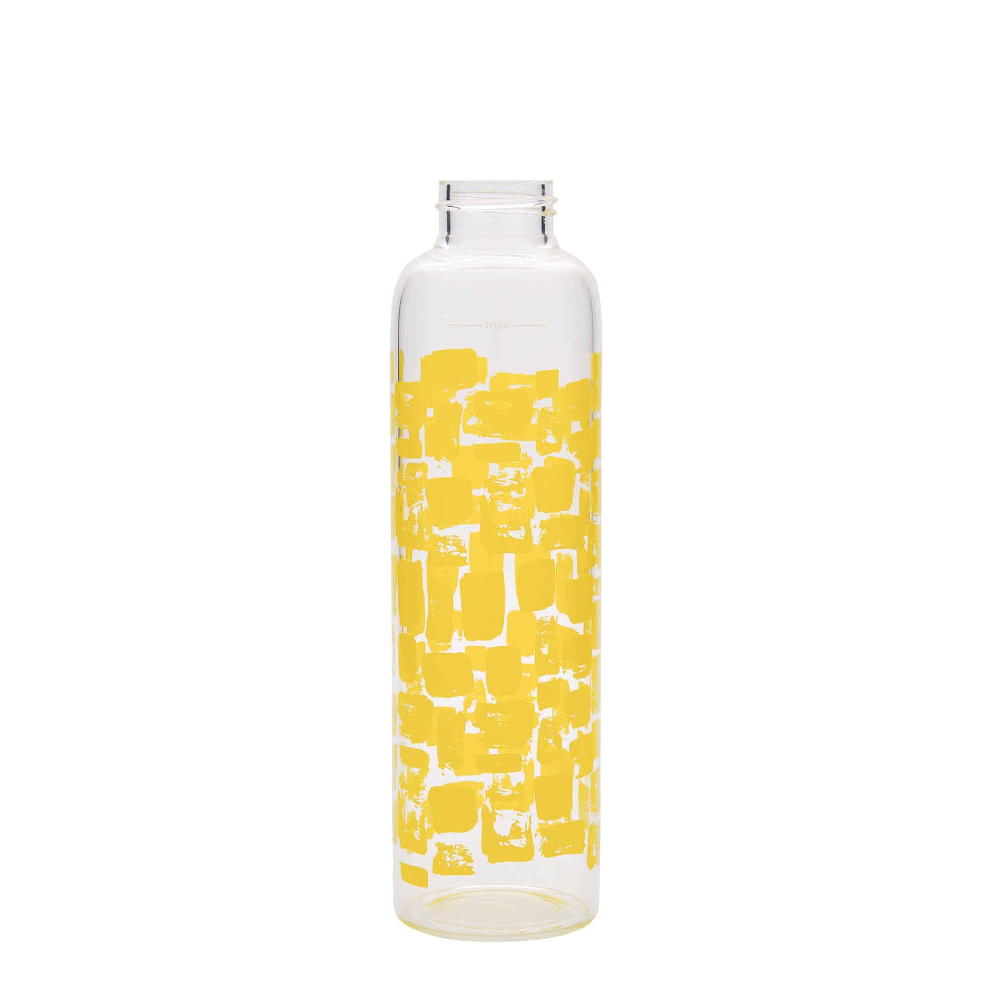 Botella de agua 'Perseus' de 500 ml, motivo: rectángulos amarillos, boca: tapón de rosca