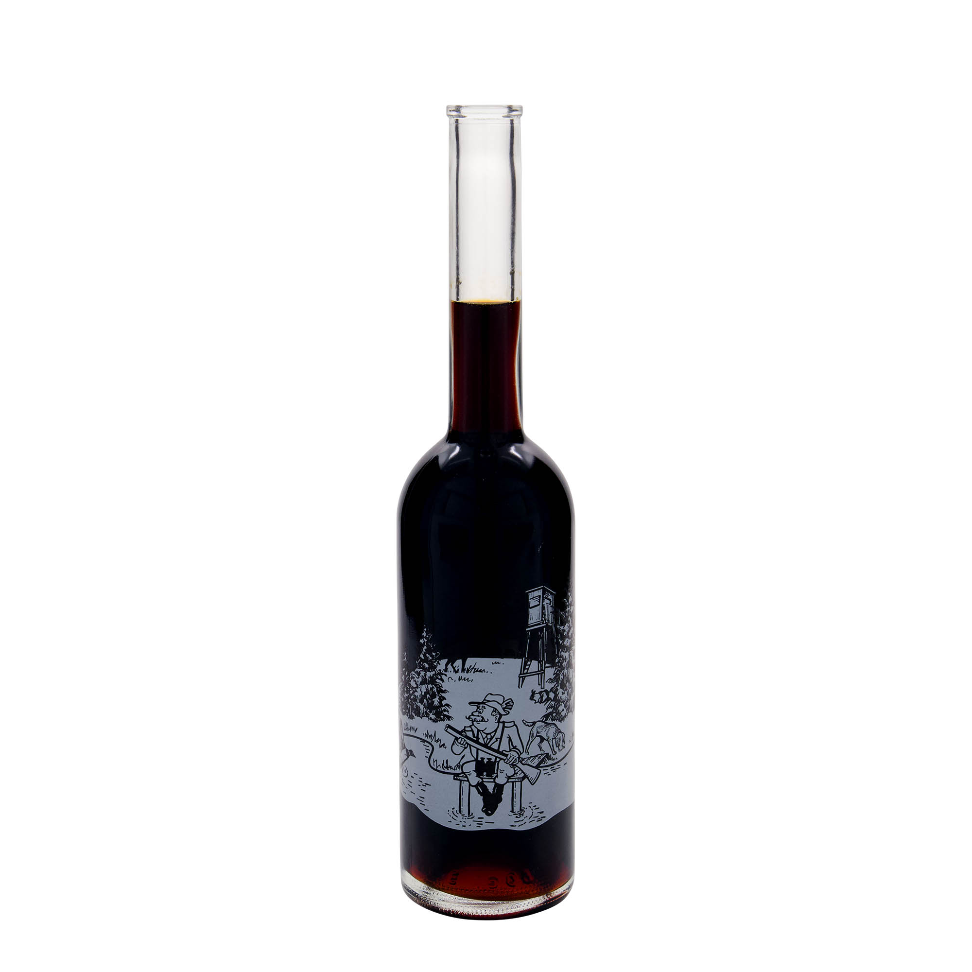 Botella de vidrio de 500 ml 'Opera', motivo: cazador, boca: corcho