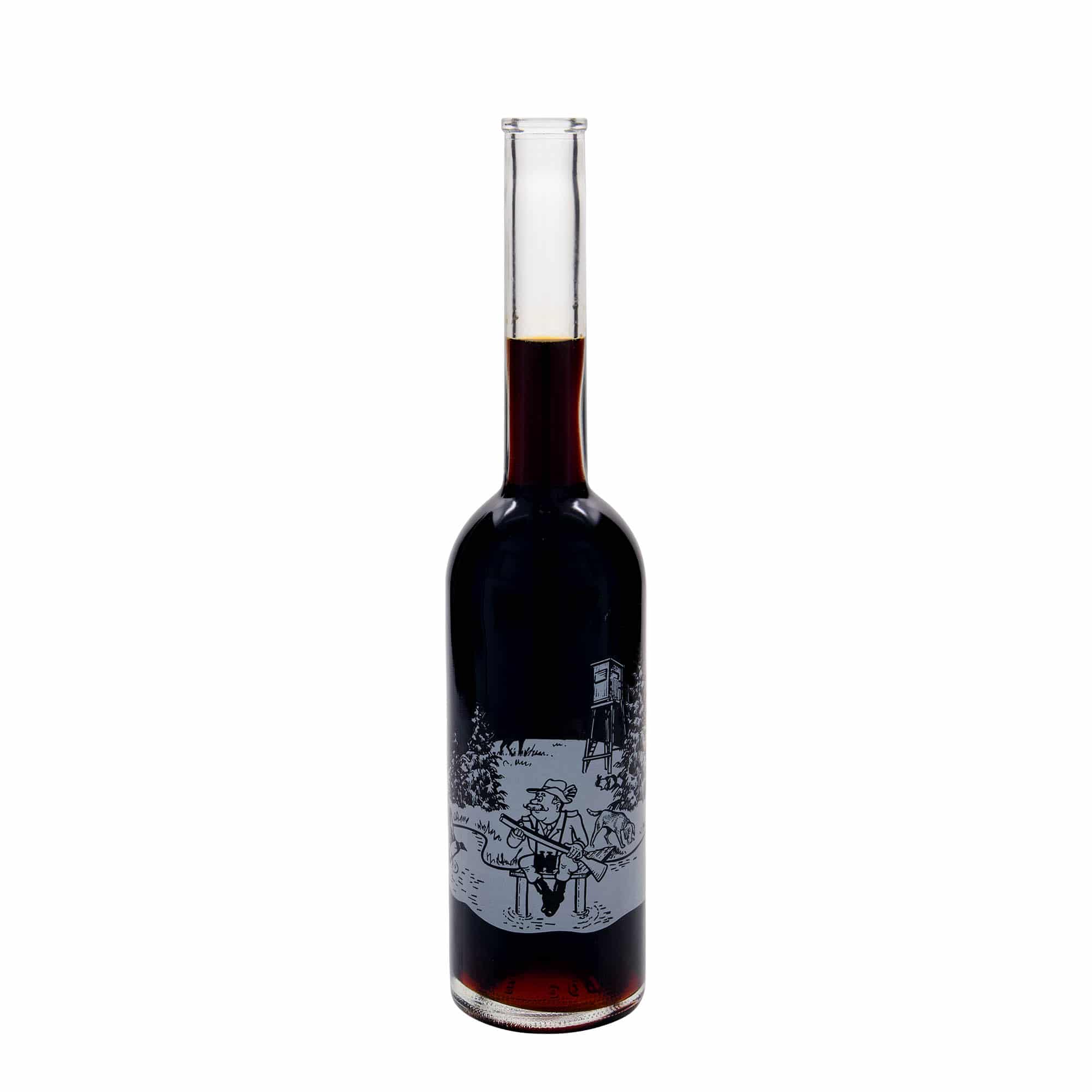 Botella de vidrio de 500 ml 'Opera', motivo: cazador, boca: corcho