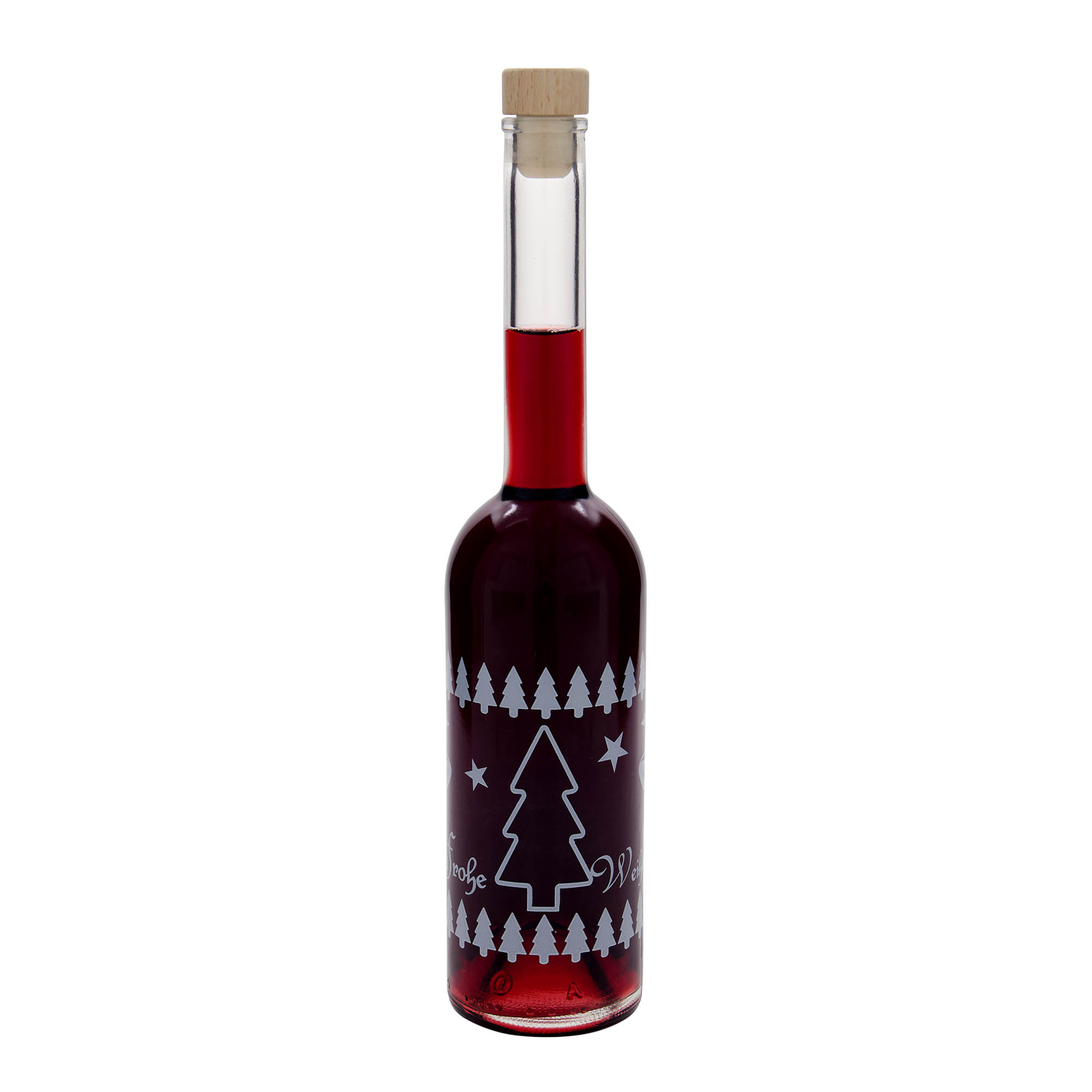 Botella de vidrio de 500 ml 'Opera', motivo: Navidad clásica, boca: corcho