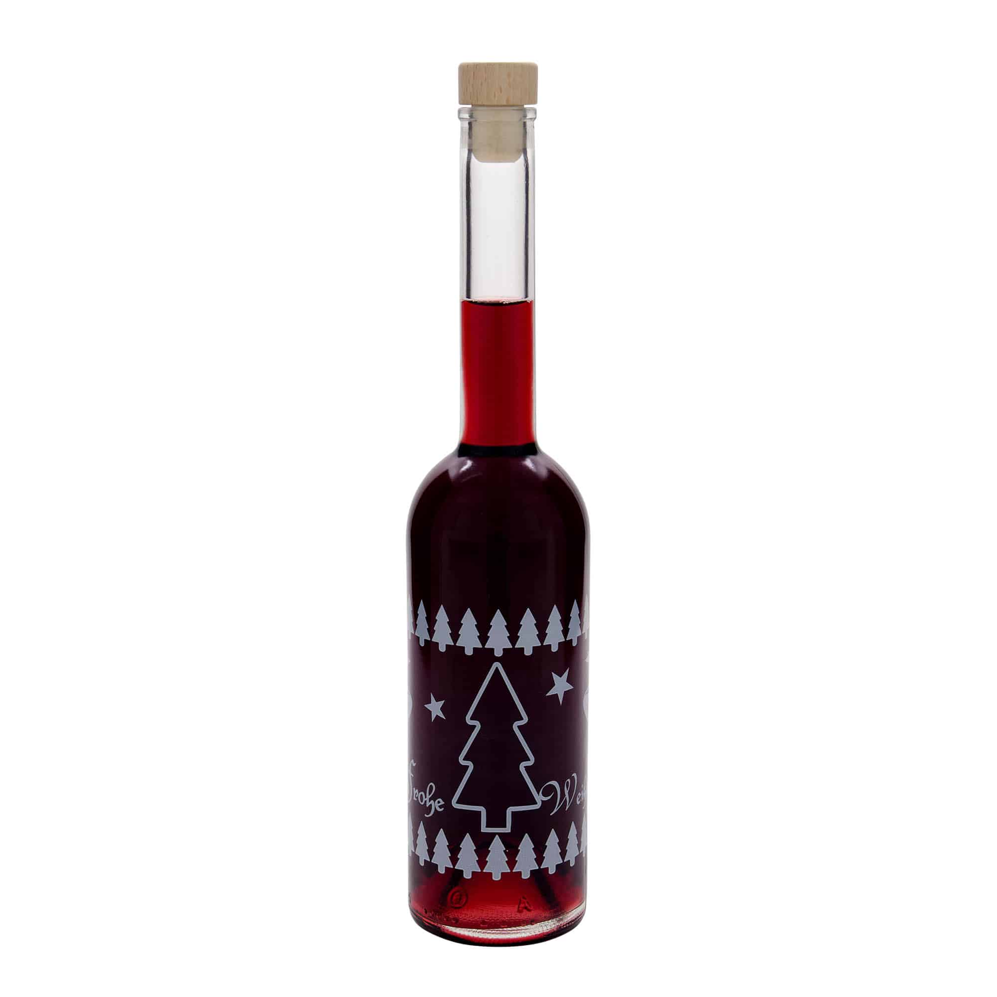 Botella de vidrio de 500 ml 'Opera', motivo: Navidad clásica, boca: corcho