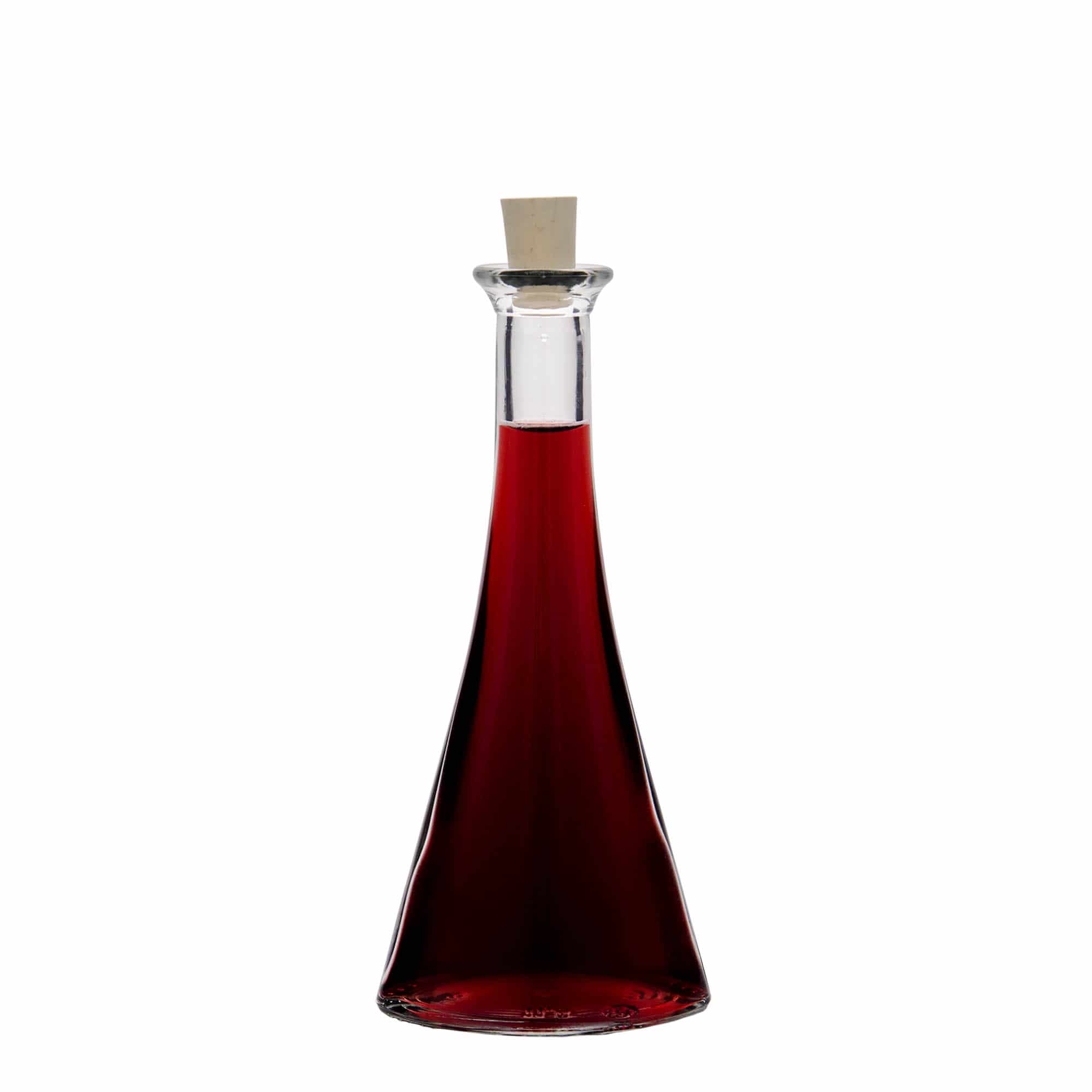 Botella de vidrio 'Verónica' de 100 ml, semicircular, boca: corcho