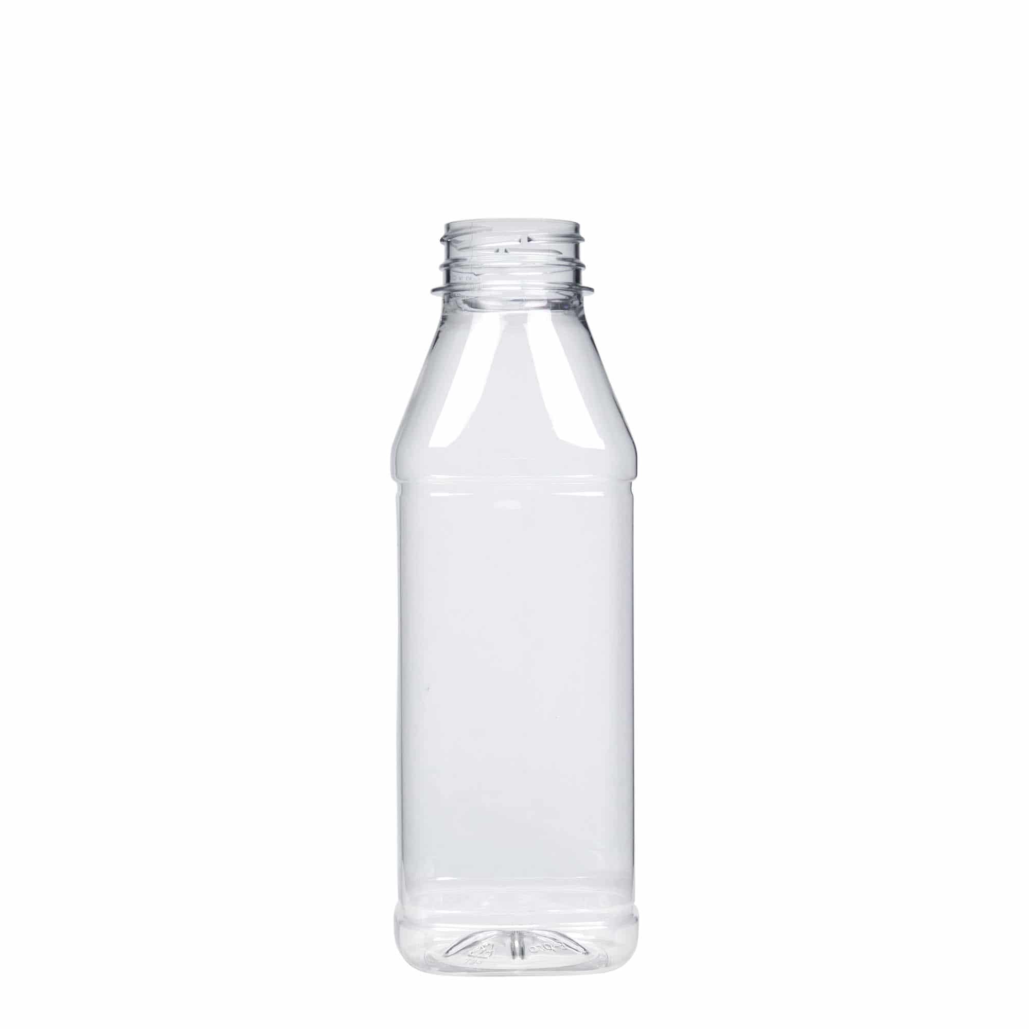 Botella PET de 500 ml 'Milk and Juice Carré', cuadrada, plástico, boca: 38 mm