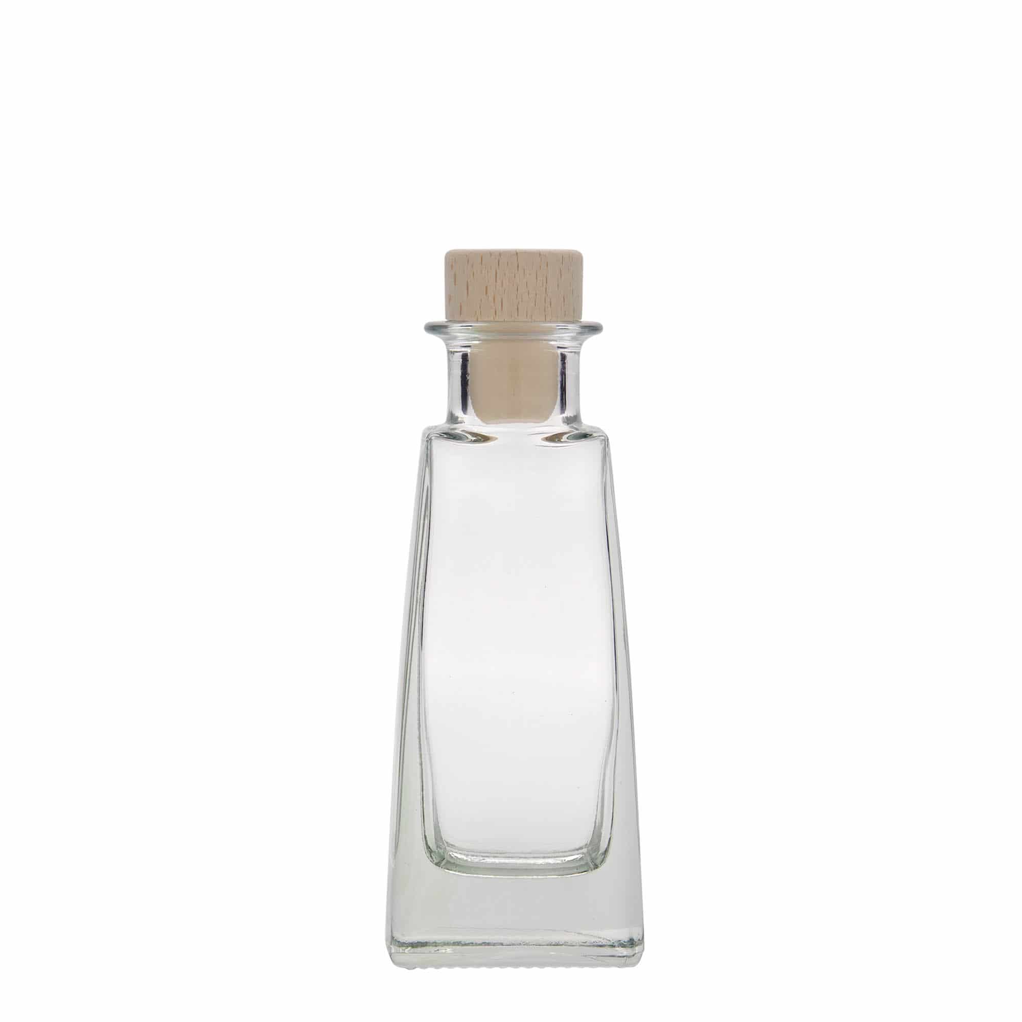 Botella de vidrio 'Timmy' de 100 ml, rectangular, boca: corcho